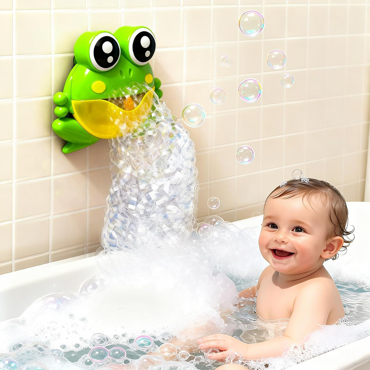 Tyniffer Baby Bath Toys for Toddlers - Frog Bubble Machine Bath Toy for Kids Ages 1-3 4-8 with Colourful Light up Music, Bathroom Bathtub Toys as Birthday Gifts for Boys Girls image number 4