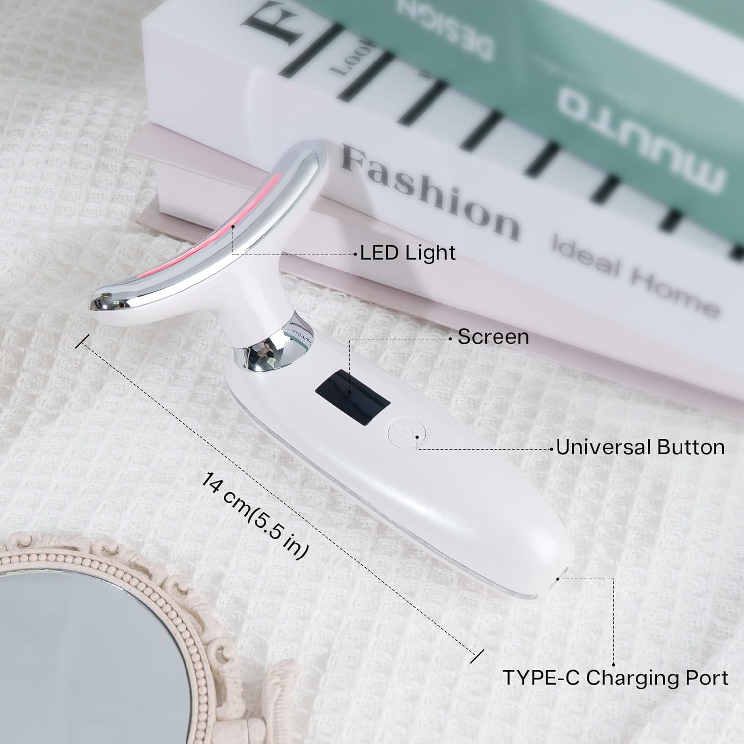 VRAIKO Lilac 7-In-1 Beauty Massager for Face and Neck - Jawline Lifting & Firming - Face Lymphatic Drainage Massager for anti Aging Wrinkle, Forehead Lines, and Dark Circles, White image number 2