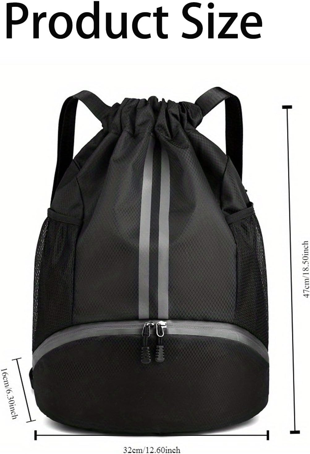 Soccer Bags, Drawstring Backpack Gym Bag with Shoe Compartment and Mesh Pockets for Soccer Basketball Volleyball Football Sports Gym image number 6