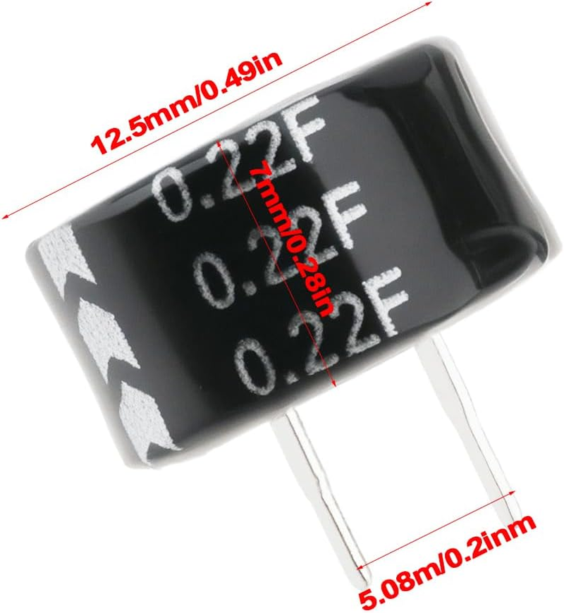 SING F LTD 5Pcs 0.22F 5.5V Super Capacitor Type-C Suitable for New Energy Electric Vehicles Rail Transit Consumer Electronics Power Systems (Pitch 5.08Mm) image number 5
