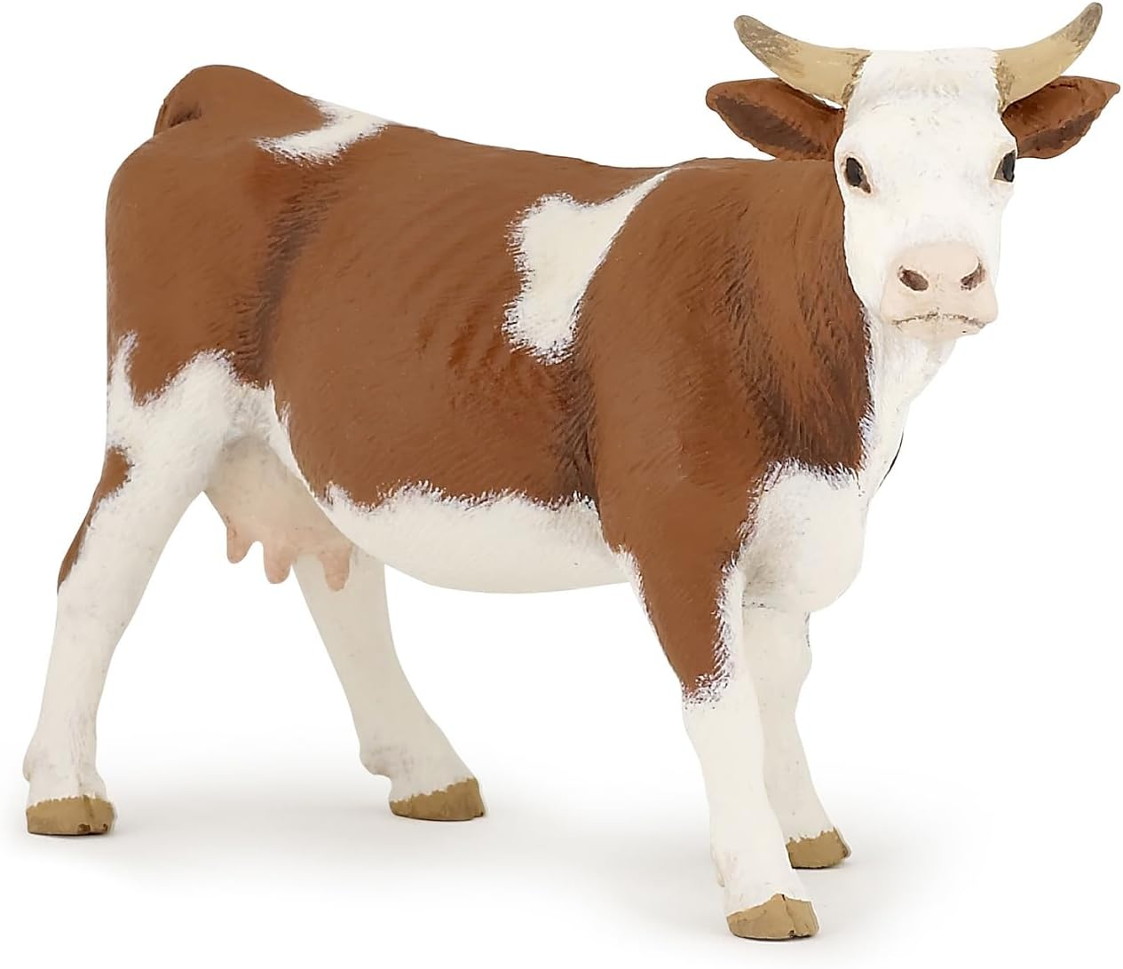 Papo Simmental Calf Figurine, Multicolour, 8Cm Size - Hand-Painted Farmyard Animal Toy, Educational Play for Kids, Collectible for Boys & Girls Ages 3+ - Simmental Cow