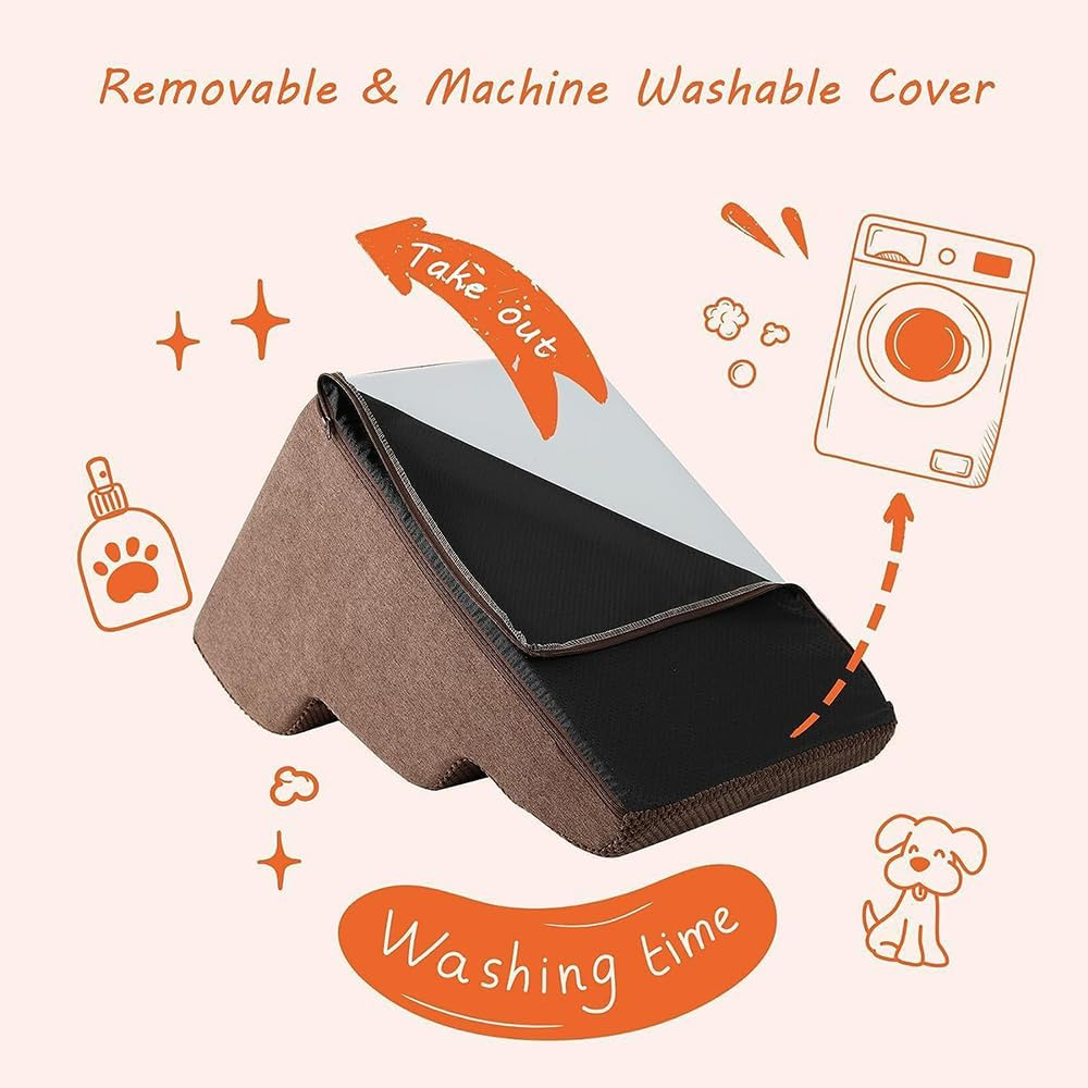 Sturdy Dog Stairs and Ramp for Beds or Couches Pet Stairs High Density Expand Foam, Pet Ramp with Washable Cover image number 4