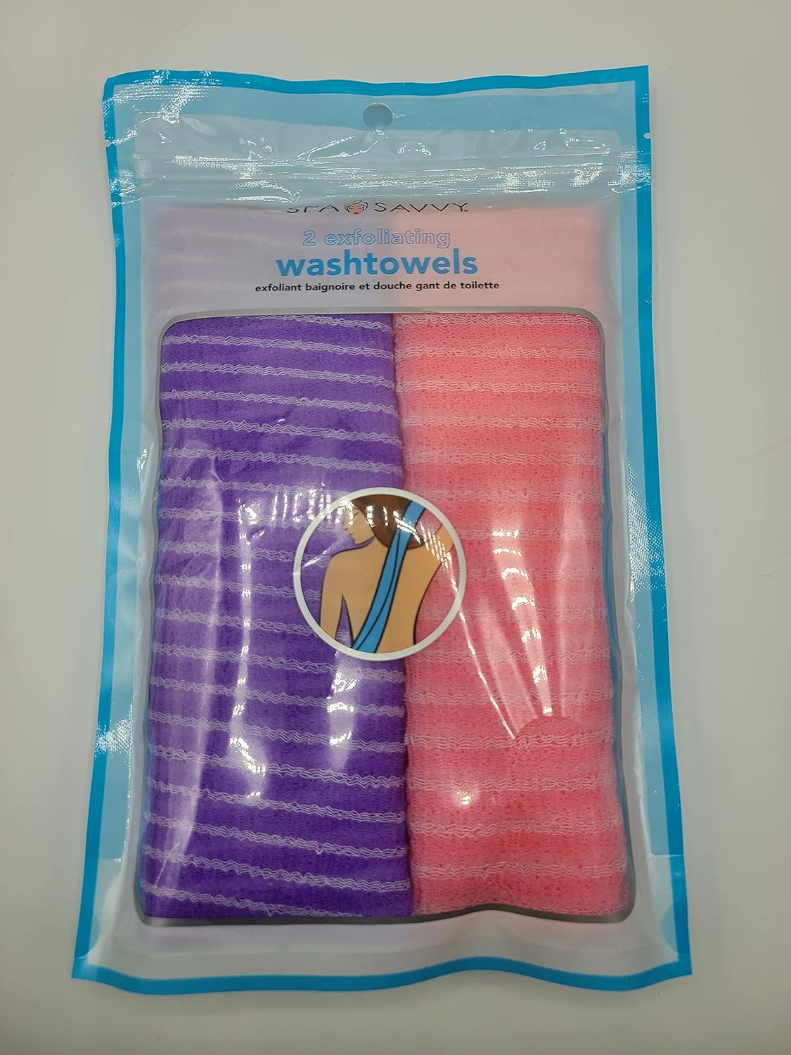 SPA SAVVY Bath & Shower Exfoliating Washtowel 2 Pieces Pack (Colour May Vary) image number 1