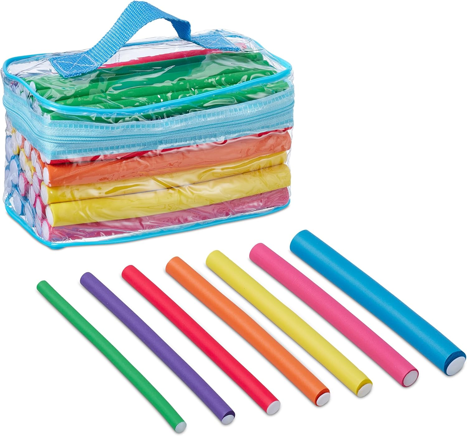 Relaxdays Hair Rollers, Set of 48 Papilots with Bag, Papilot Rollers, Curls without Heat, Long & Short Hair, Colourful image number 2