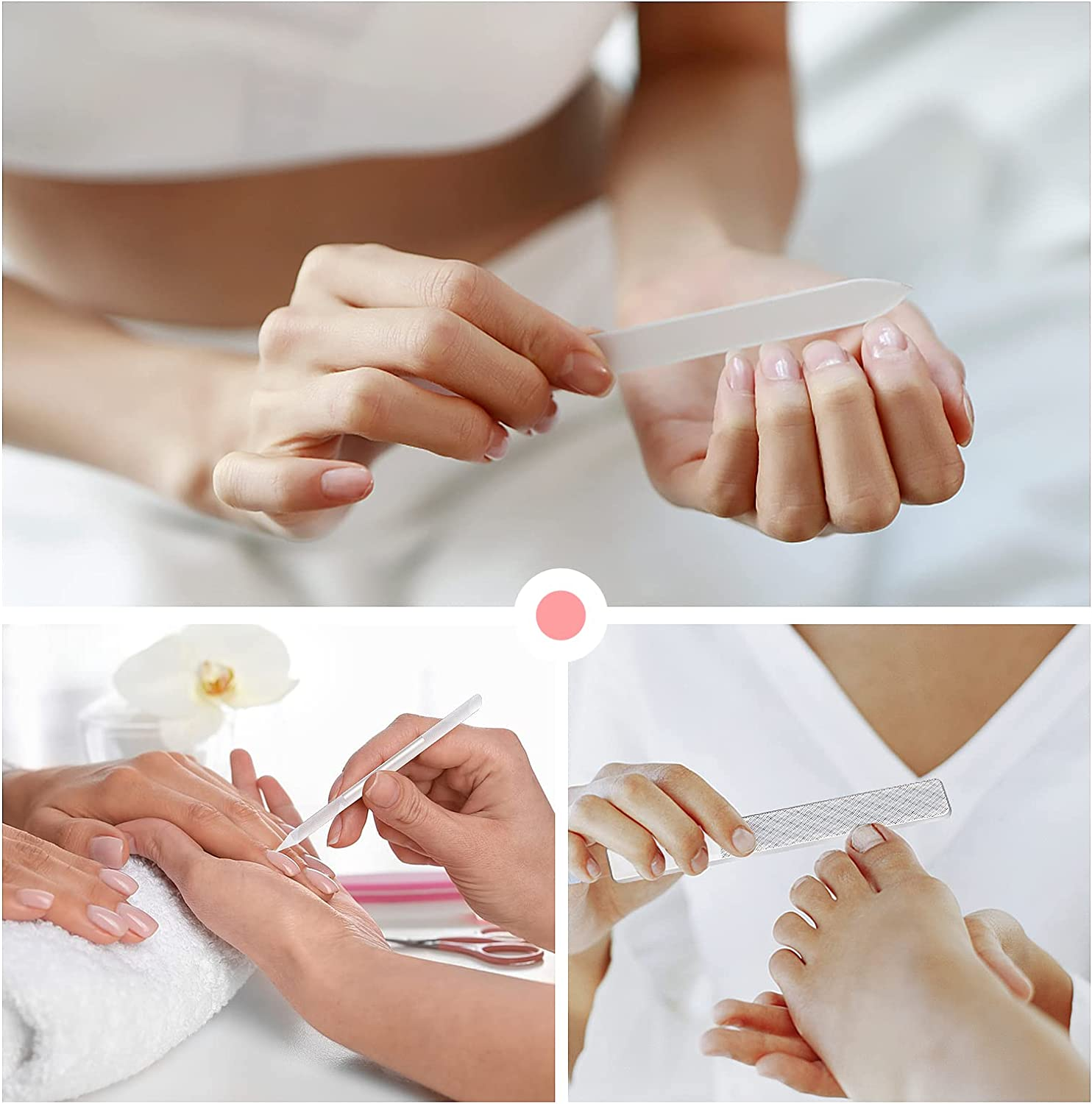 Nail File Glass Nail Buffer - 3PCS Crystal Nano Nail File and Cuticle Trimmer Double Sided Manicure Pedicure Tools Nail Kit for Women Men Acrylic Natural Nail image number 3