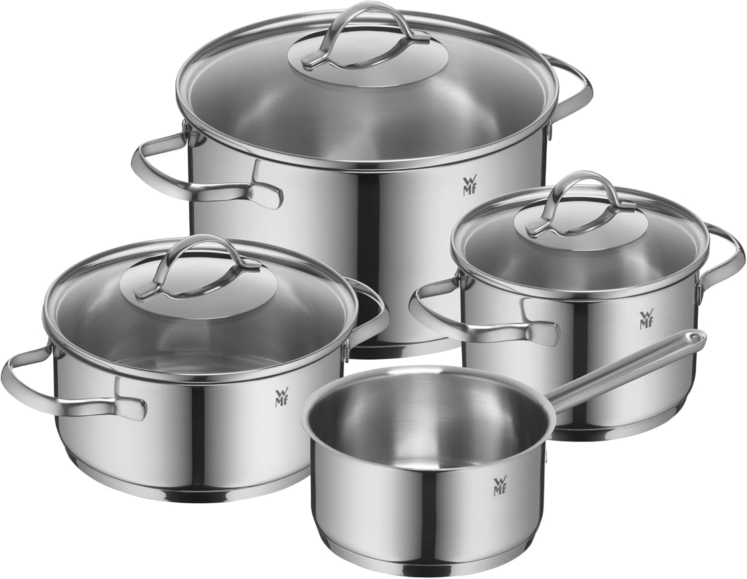 WMF Pot Set 4-Piece Provence plus Pouring Rim Glass Lid Cromargan&reg; Stainless Steel Polished Suitable for Induction Hobs Dishwasher-Safe, Silver, 52.7 X 28.8 X 21.8 Cm image number 4
