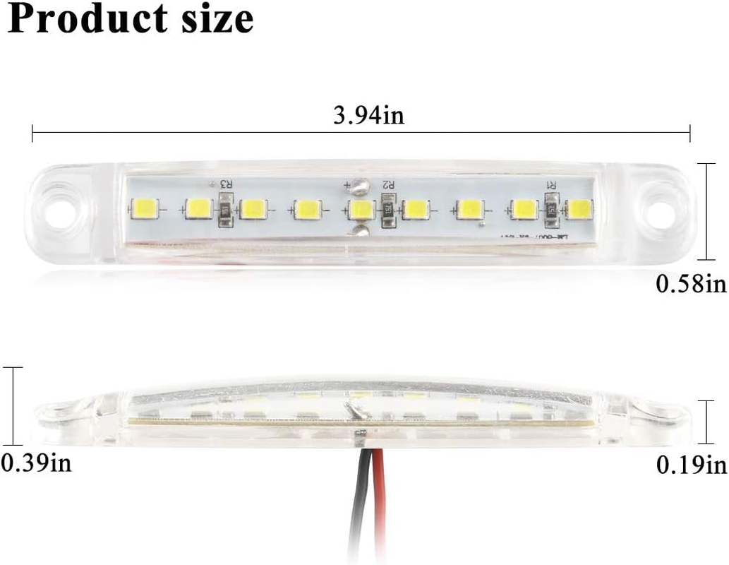 10Pcs 3.9" White 9 LED Side Marker Lights 12-24V,Bright Indicator Light Front Rear Side Position Lamps for Car Truck Trailer Camper Van Lorry RV Marker Lights - Black image number 3