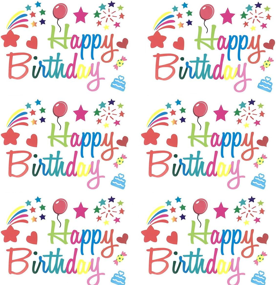 Generic Pack of 6 Gold Happy Birthday Balloon Stickers, Self-Adhesive Balloon Decorations for DIY Balloons at Birthday Party, Unisex-Kids