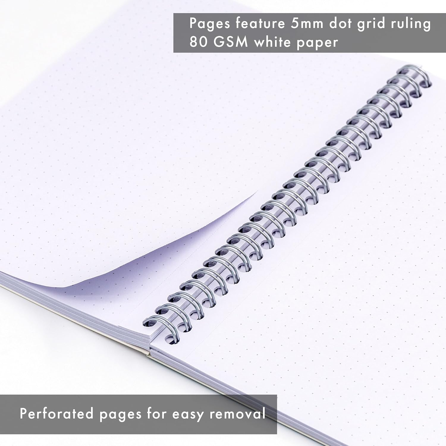 Pukka Pad, A5 Dotted Metallic Jotta Book for Graphing, Art, Bullet Journaling &ndash; Bulk 30 Pack &ndash; 21 X 14.8Cm &ndash; Wirebound Notebook with 80GSM Paper &ndash; 4-Hole Margins and Perforation - 200 Pages, Grey image number 3