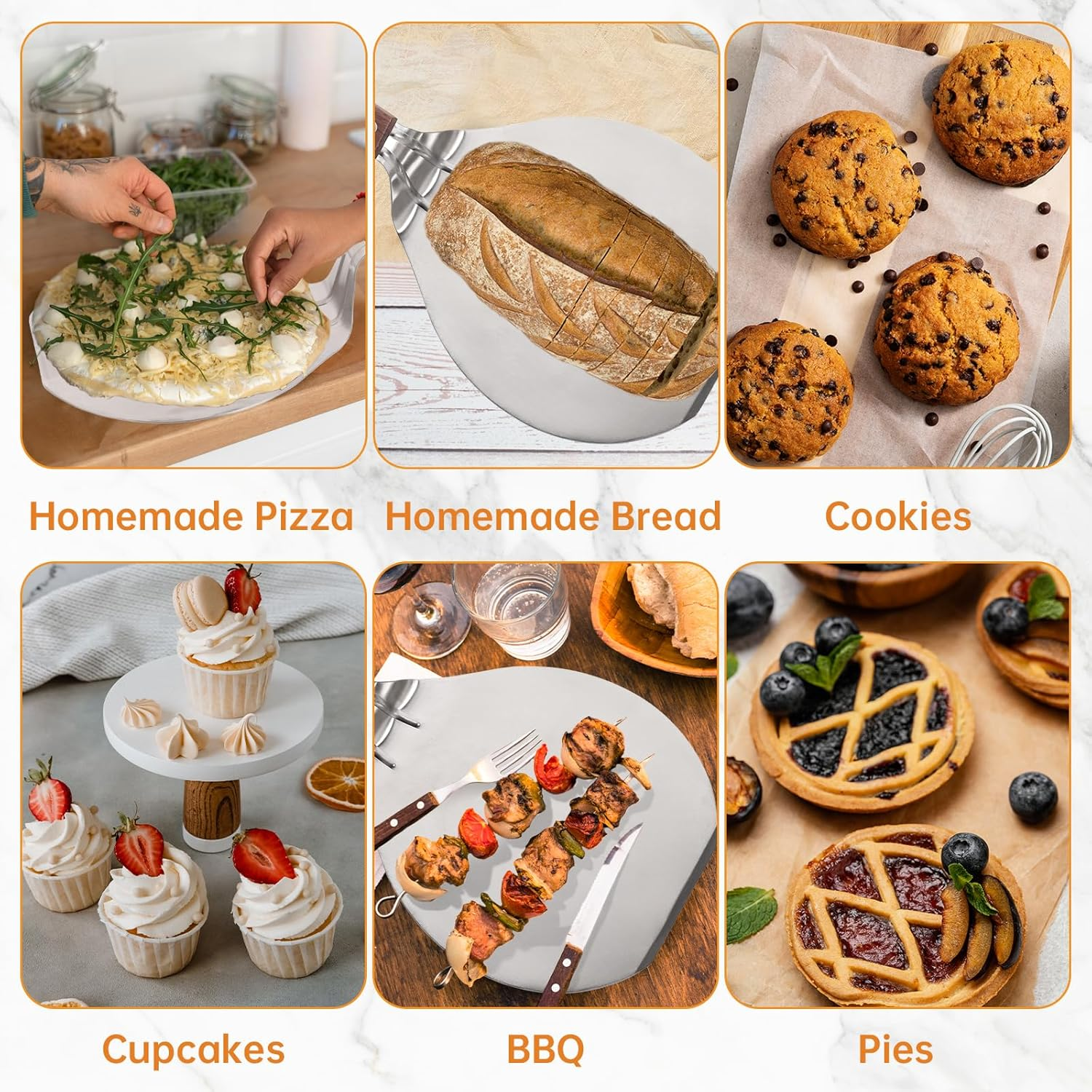 UTENEW Stainless Steel Pizza Spatula Peel Shovel Cake Lifter Wood Handle Plate Holder Baking Tool Baking Homemade Pizza 8Inch image number 6