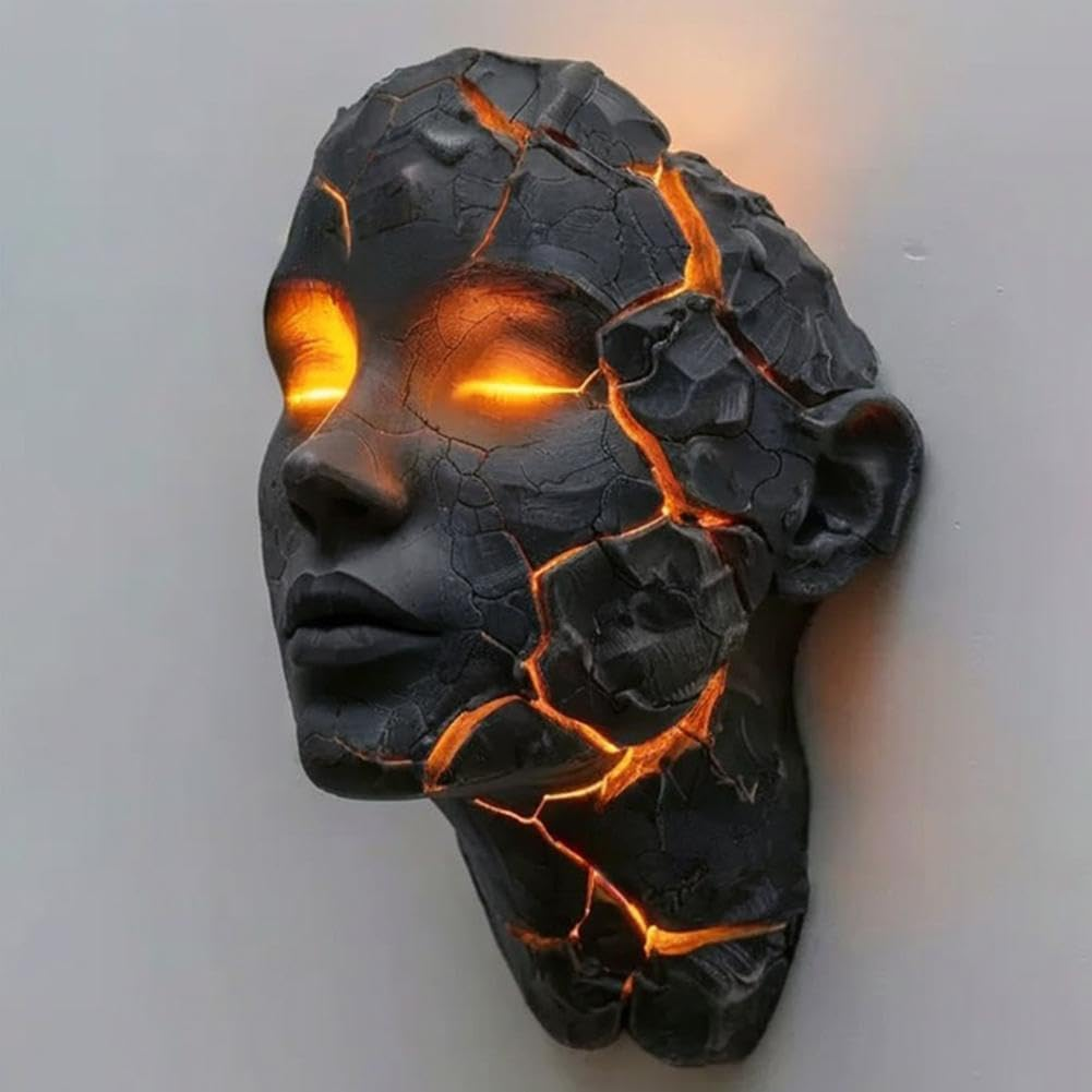 Cracked Soul LED Wall Light - 3D Shattered Glass Gothic Sconce for Halloween, Bedroom, Living Room Decor (Style A) image number 3