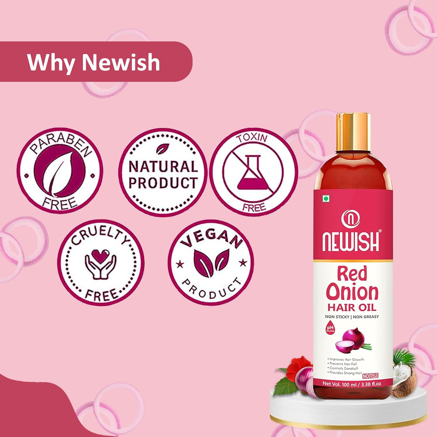Newish&reg; Onion Hair Oil for Hair Growth & Hair Fall Control (100Ml)