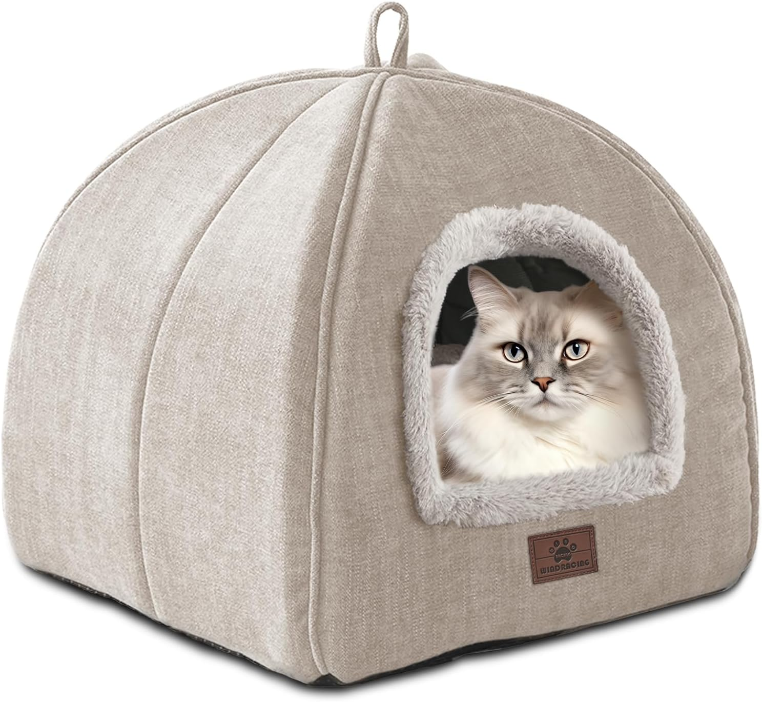 WINDRACING Cat Bed for Indoor Cats - Cat House Tent with Removable Washable Cushioned Pillow, Soft and Self Warming Kitten Beds & Furniture, Pet Bed