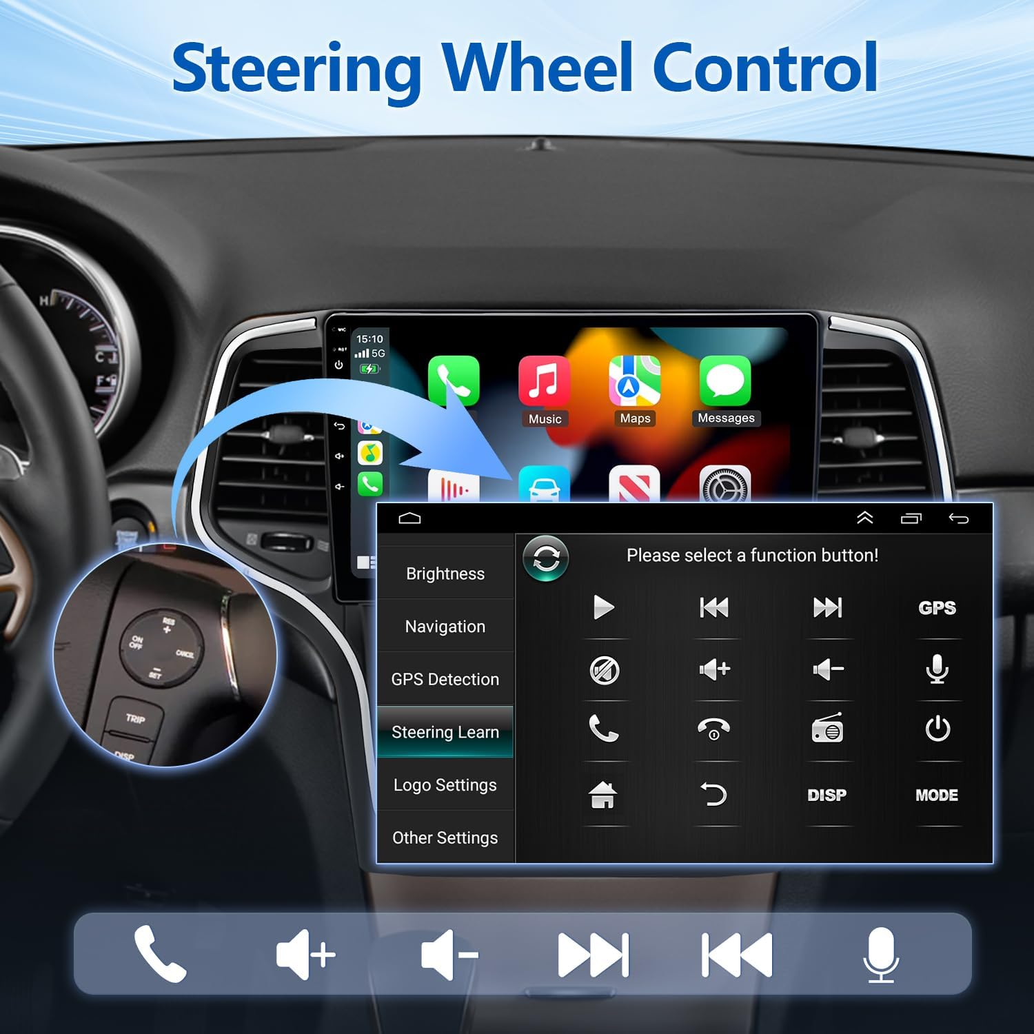 For 2014-2022 Grand Cherokee Radio, Android 13 Car Stereo with Wireless Carplay and Android Auto 10 Inch IPS Touchscreen Stereo Dash Kit | GPS | Wifi | AHD Backup Cam | 2+32G image number 2