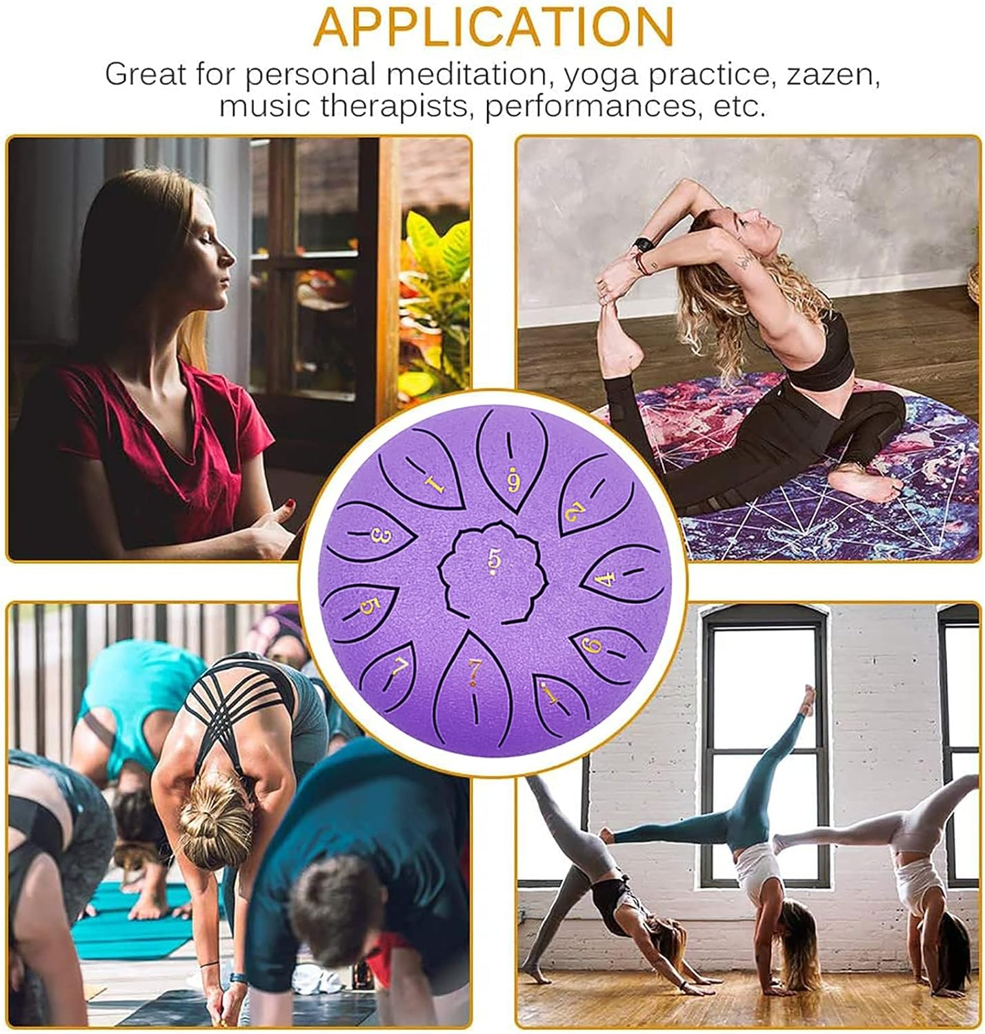 Steel Tongue Drum 6 Inch 11 Note, Rain Drum for outside D Major Handpan Drum for Meditation Yoga Musical Education, Handpan Dr Um for Kids, Sound Healing Meditation (Purple, 6-Inch) image number 1