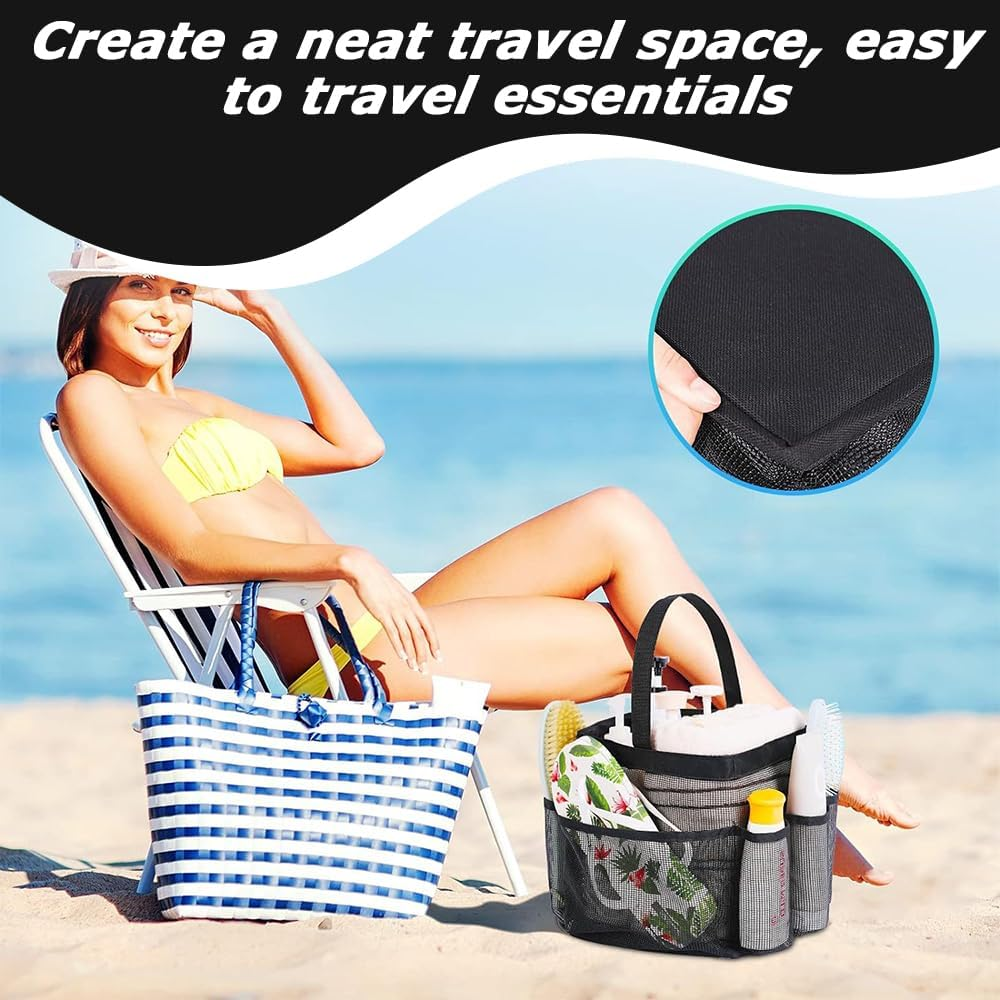 Mesh Shower Caddy Portable for College Dorm Room Essentials with 8 Pockets, Hanging Shower Caddy Dorm Basket, Quick Dry Shower Bag for Bathroom image number 4