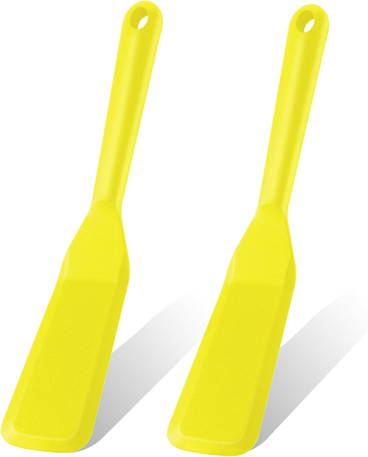 2 Pack Silicone Thin Omelet Turner, Heat Resistant Long Crepe Spatulas for Nonstick Cookware, Pancake Spatula for Egg Cake Pizza Steak Omelet Crepes (Yellow)