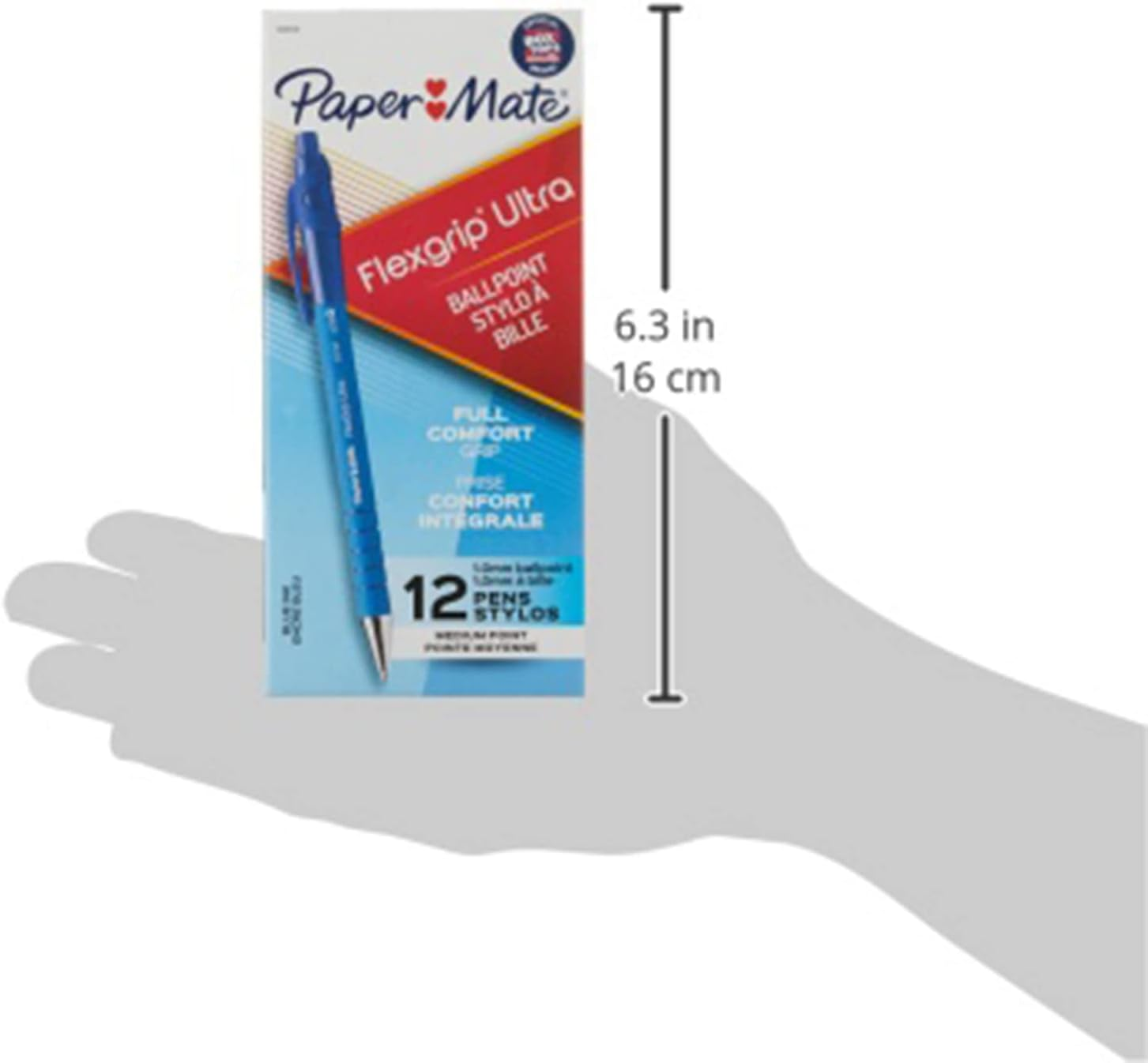 Paper Mate Flex Grip RT 1.0Mm, Blue 12 Pack