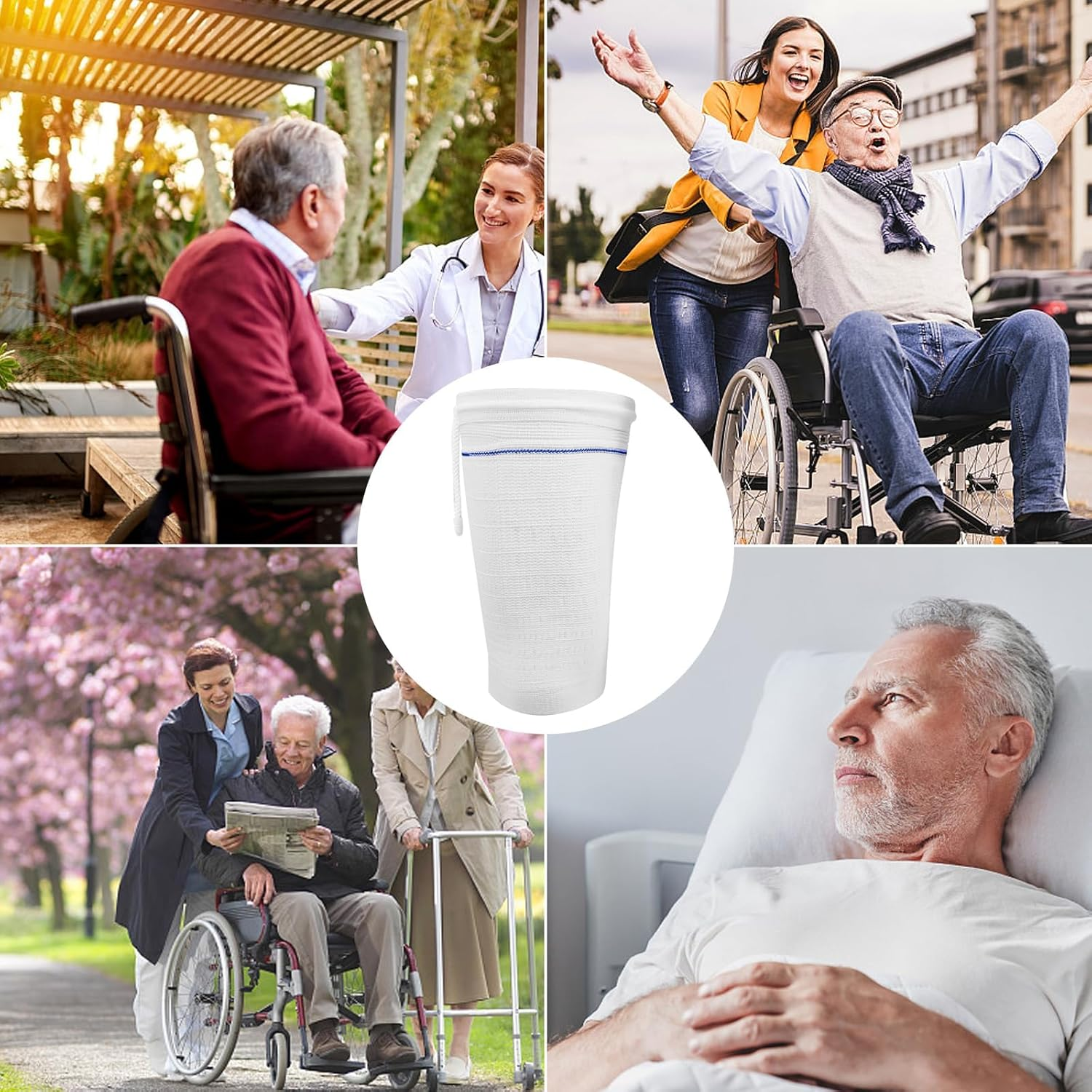 Catheter Leg Bag Holder, Catheter Bag Holder with Adjustable Strap, Fabric Catheter Stabilization Device,Leg Sleeve for Catheter Bag,Urine Drainage Bag Cover,Urinary Incontinence Catheter Supplies(M)