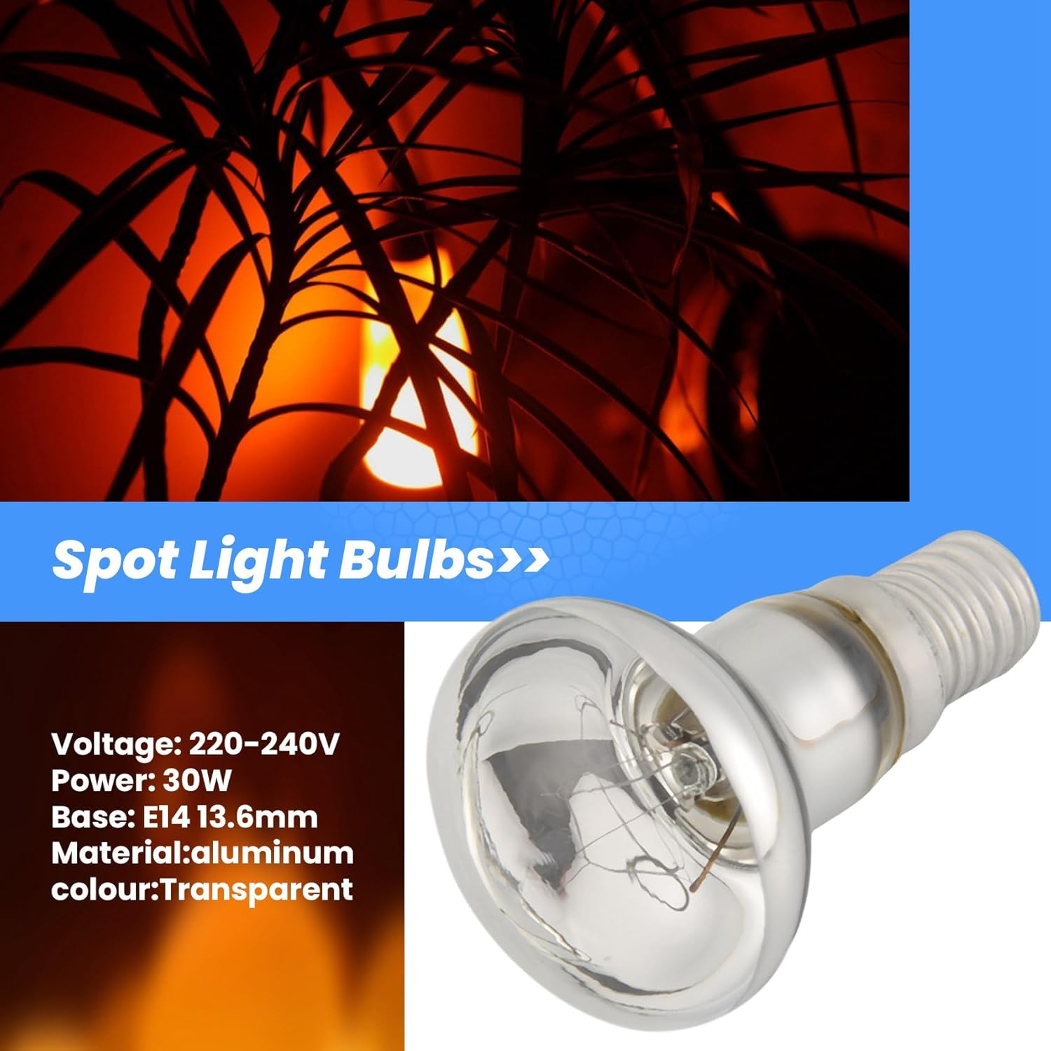 Replacement Lava Lamp E14 R39 30W Spotlight Screw in Light Bulb Clear Reflector Spot Light Bulbs Lava Incandescent 1Pcs image number 3