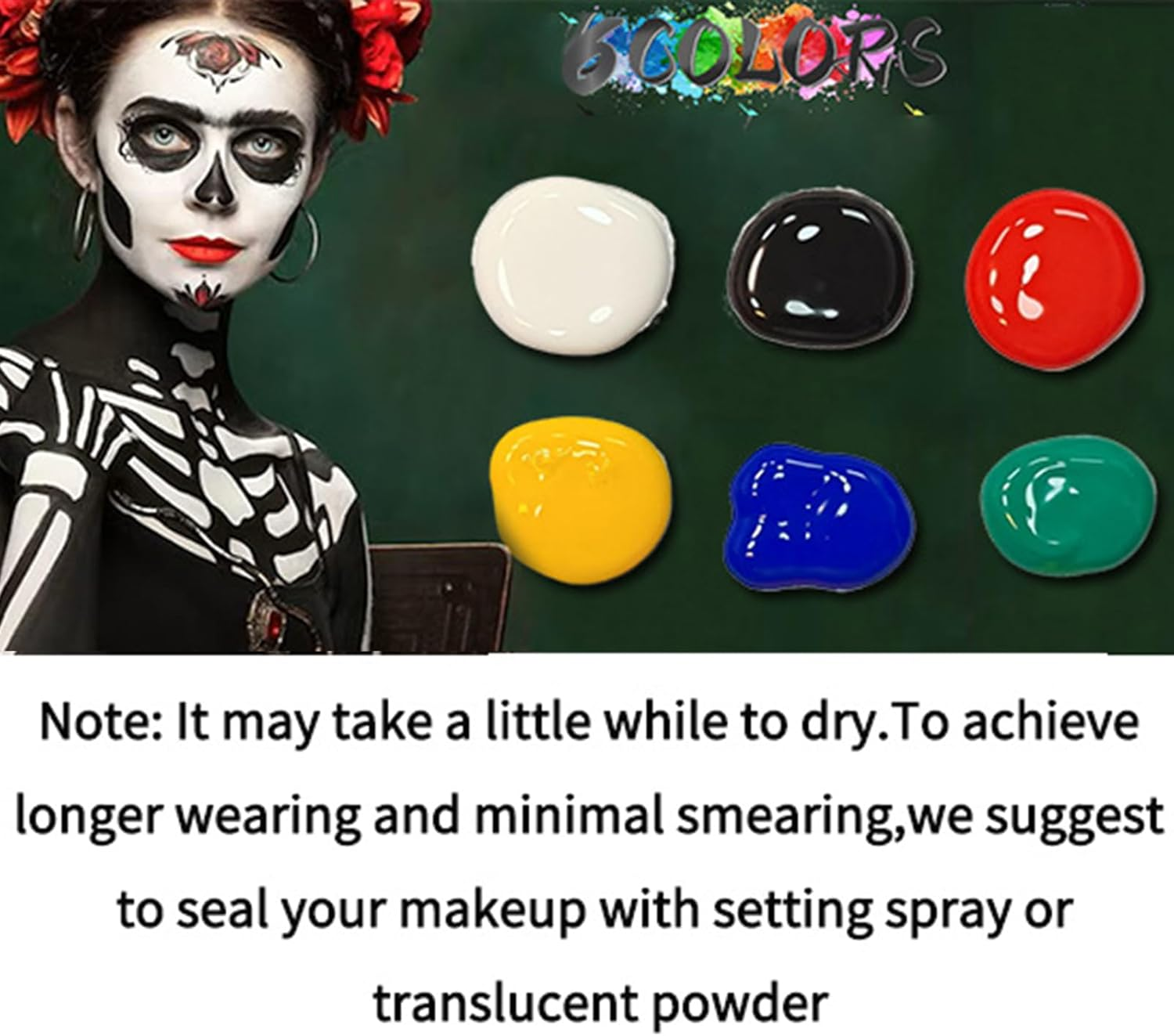 Face Painting Kit for Kids - 6 Colors Festive Facial Paint,Water-Based Washable Eye Face Colors for Men Women Kids Party Festival Christmas Halloween Cosplay Clown image number 4