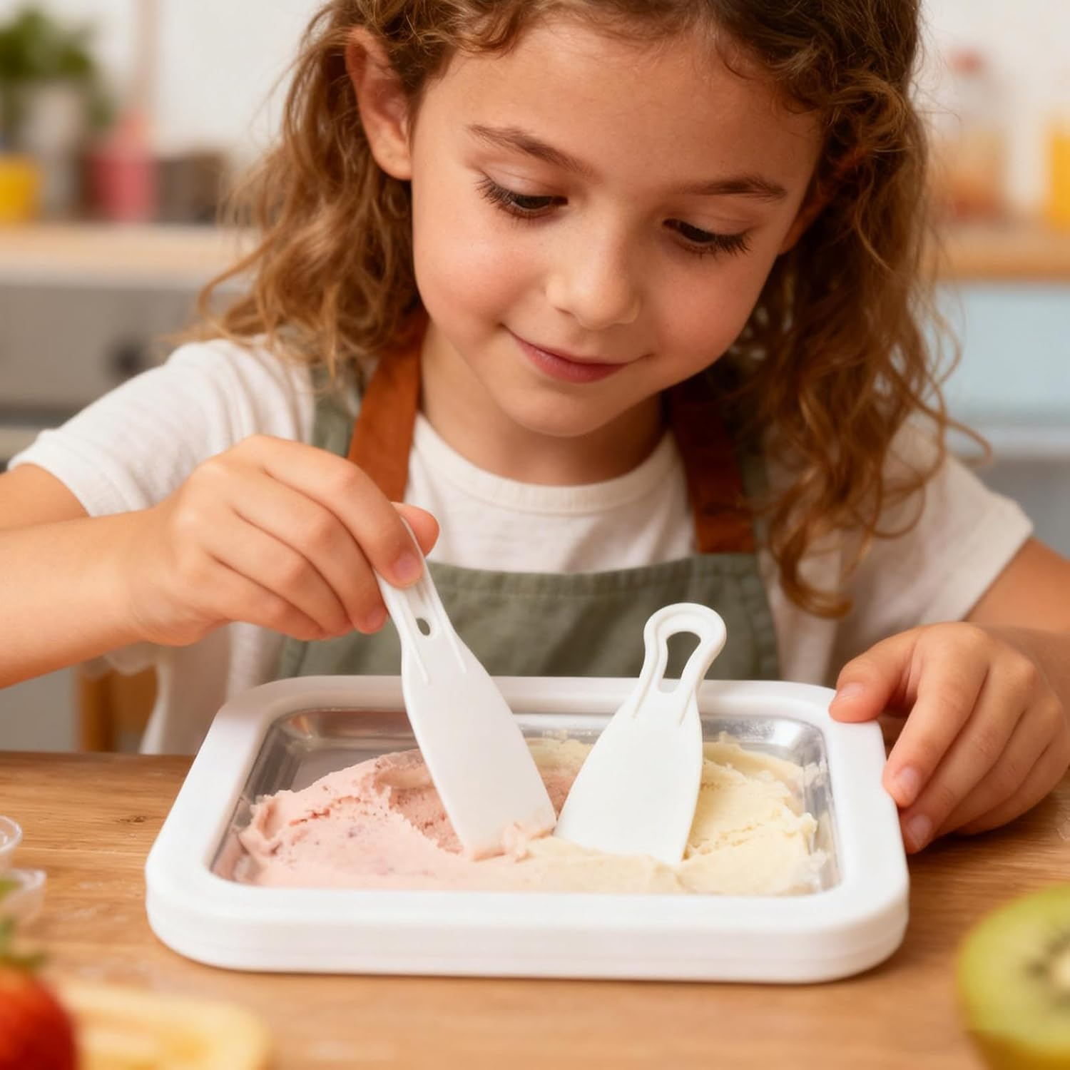 Meindin Instant Ice Cream Maker - Portable Kitchen Gadgets | Rolled Ice Cream Machine with 2 Scrapers,For Party Gatherings Picnic Camping Yogurt Sorbet Home Kitchen Family Kids - Pink image number 2