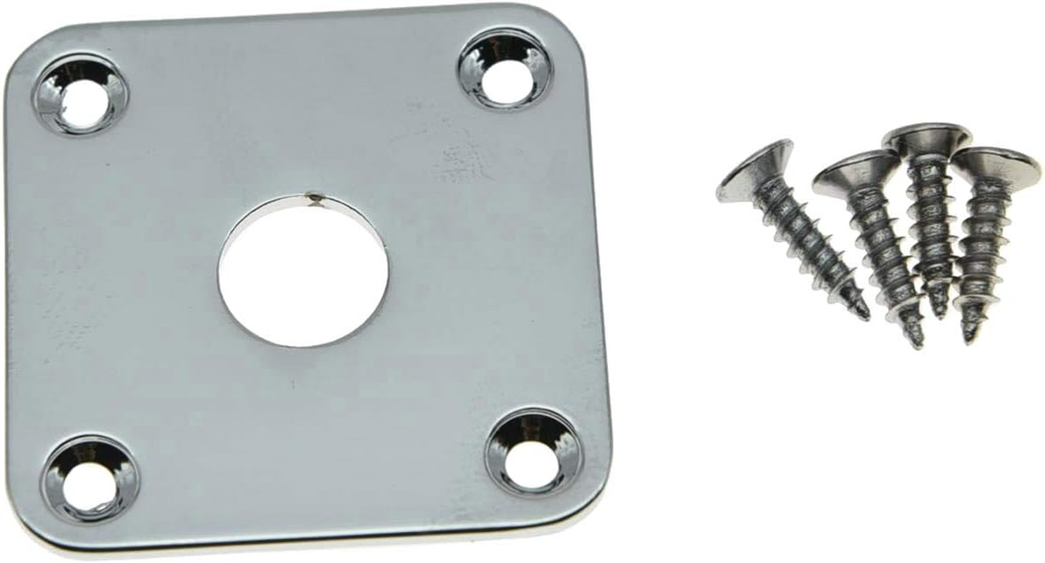 Dopro Chrome Flat Bottom Metal Jack Plate Flat Base Square Jackplate for Gibson LP Les Paul