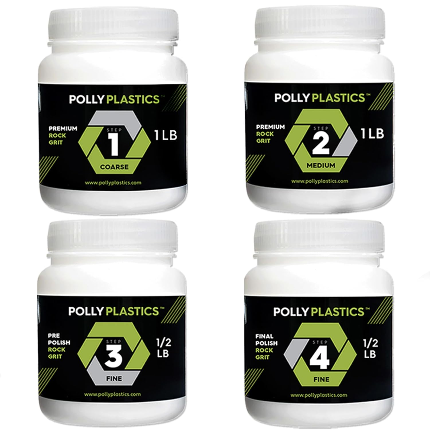 Polly Plastics Rock Tumbler Tumbling Media Grit Kit in Heavy Duty Resealable Bags - No Filler Material