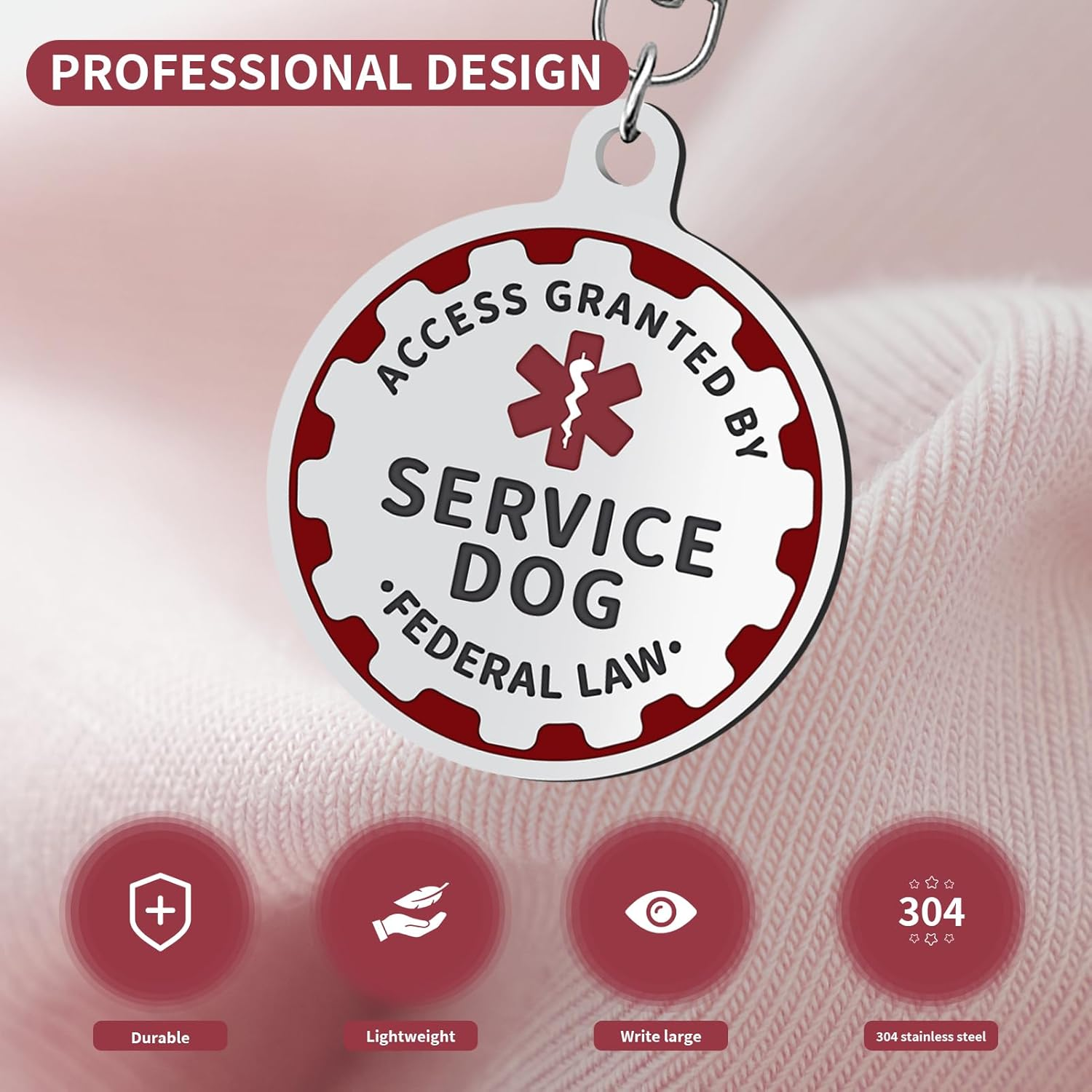 Service Dog TAG Industrial Puppy for Service Animals, Emotional Support Dogs & Therapy Dogs Entirely Surgical Stainless Steel Easily Attach to Collar, Harness-Two-Sided (Service Dog TAG) image number 1