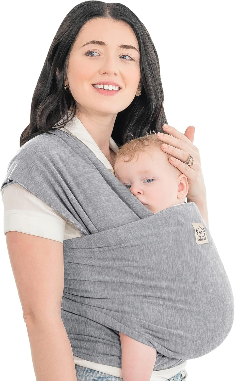 Keababies Baby Wrap Carrier - All in 1 Original Baby Carrier Newborn to Toddler Sling, Easy to Wear, Hands Free Bonding, Lightweight, Breathable Infant Wraps (Light Heather)