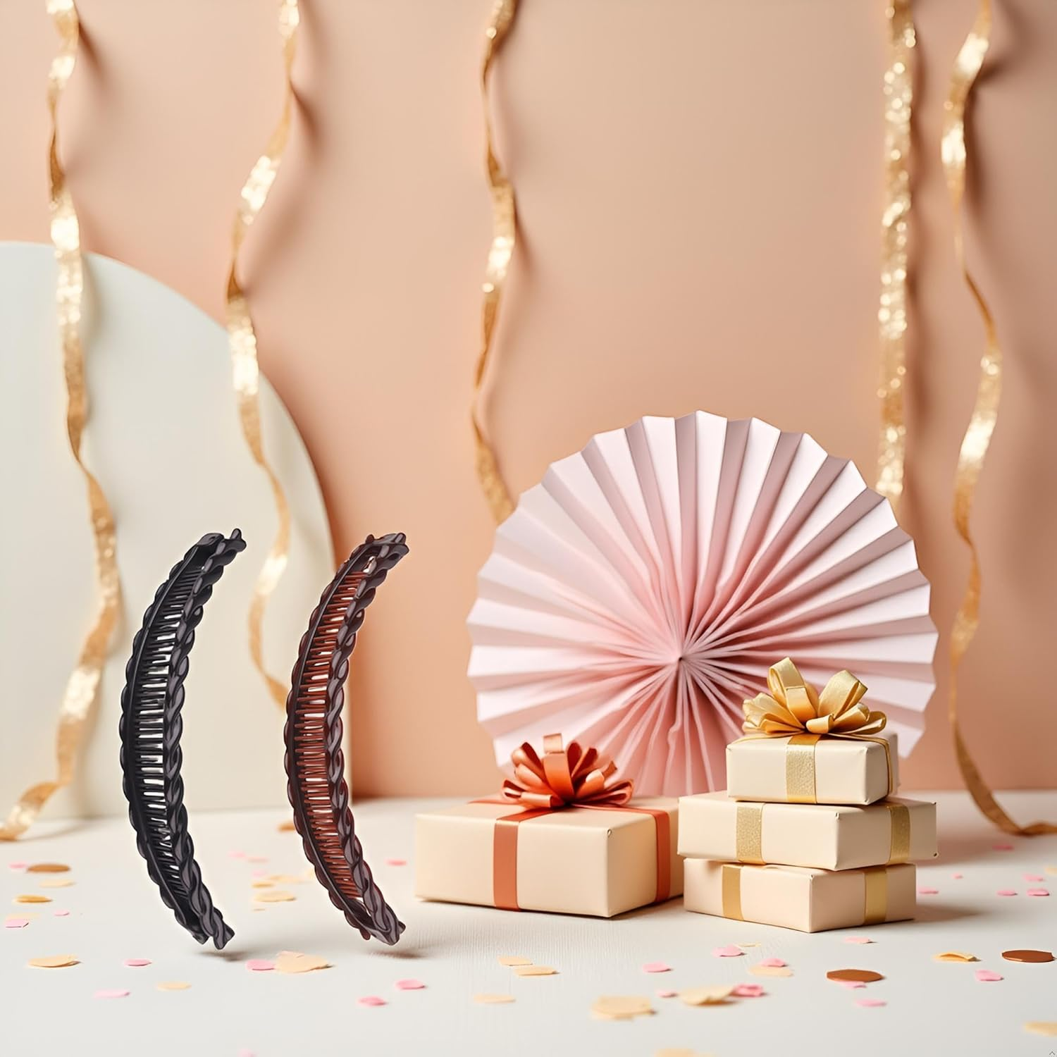 2 Pack One Black and One Brown Tort Banana Clips Fish Clips Vintage Clincher Combs Tool for Thick Curly Hair Accessories Banana Hair Comb Fish Grip Slide Hair Clips Claws Set，Clips and Barrettes image number 3