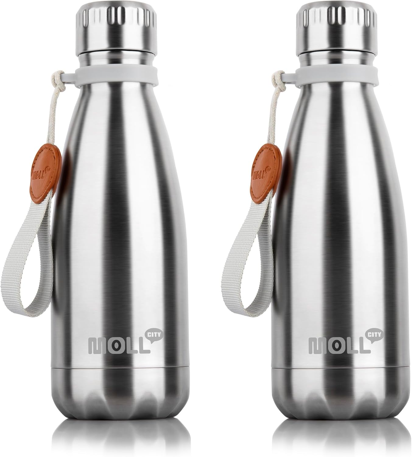 Kids Water Bottle, 350ML Stainless Steel Vacuum Insulated Small Water Bottle for Kids Leak Proof (Silver) image number 2