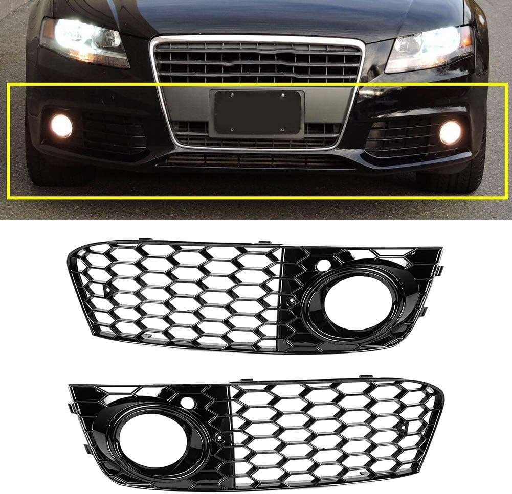 Fog Light Cover Lamp Frame Mesh Grille for B8 2009-2011 &ndash; Stylish ABS Plated Replacement (GZ.D072DL/R)