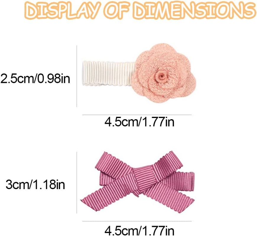10Pcs Baby Girls Hair Clips Full Lined Alligator Clip Floral Bow Barrettes Handmade Hair Accessories for Newborn Infant Toddler Kids image number 6