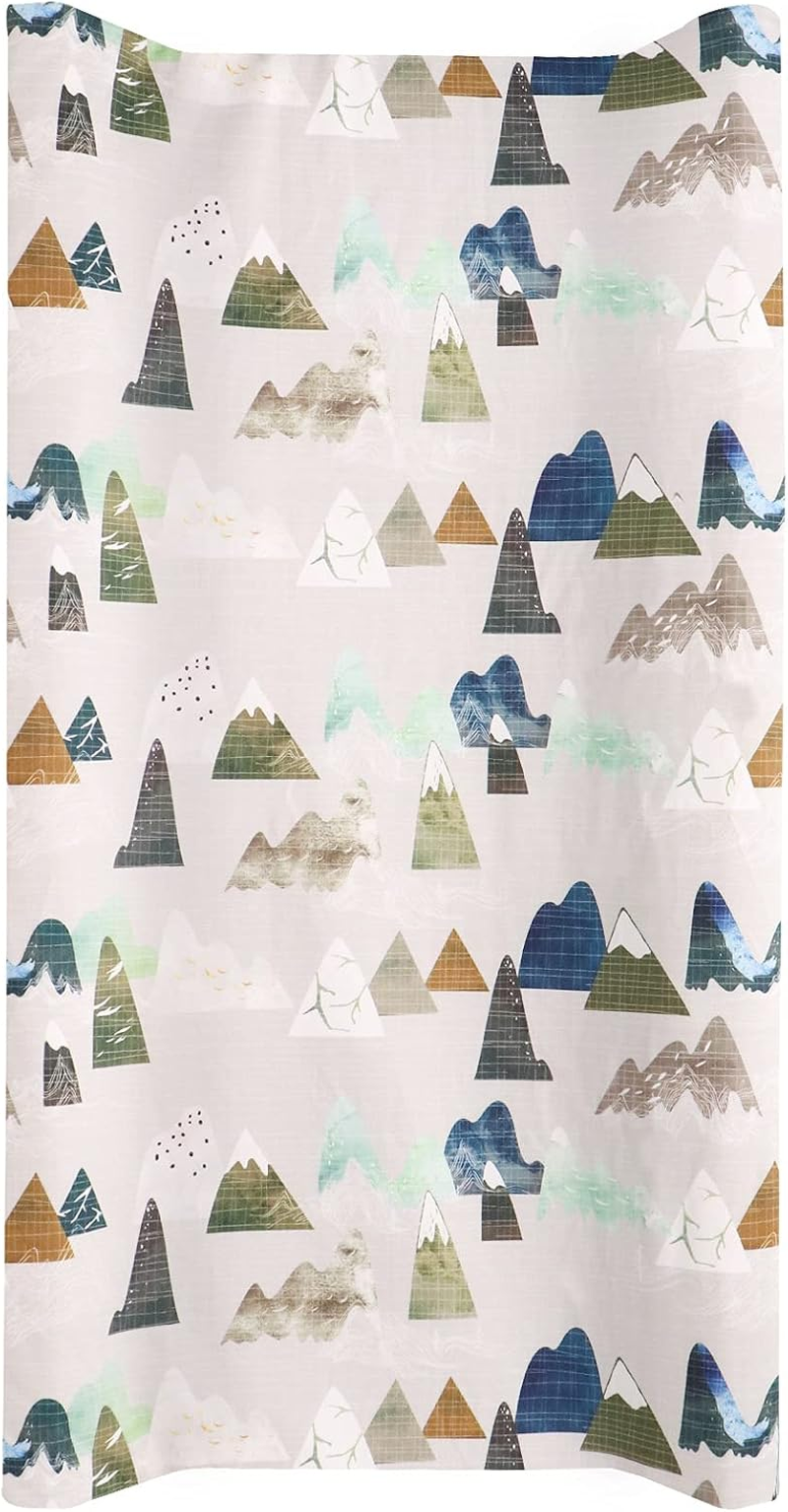 Changing Pad Cover Diaper Changing Mat Cover Sheets for Newborn Boys Soft Breathable Nursery Changing Table Sheets Mountains