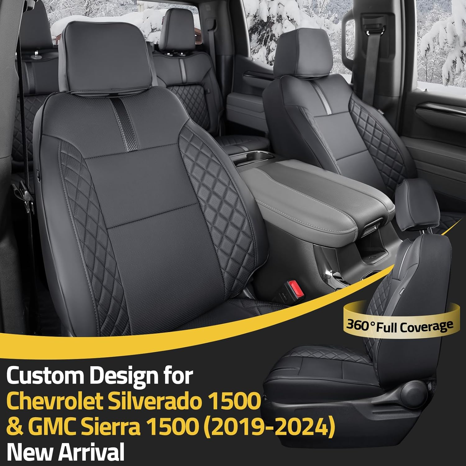 Weatherward for 2019-2025 Chevy Silverado Seat Covers/Gmc Sierra Seat Covers, 2024 2025 Chevy Silverado 1500 Accessories, 2024 2025 GMC Sierra 1500 Accessories, Black, Fit 2Nd Row Seatback Storage image number 5