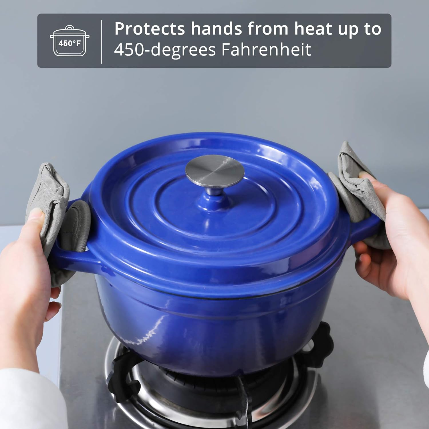 Cast Iron Skillet Handle Covers,Pot Handle Covers Heat Resistant,Pot Holders for Kitchen Heat Resistant,Machine Washable Handle Mitts 2 Pcs(Brown) - Brown image number 5