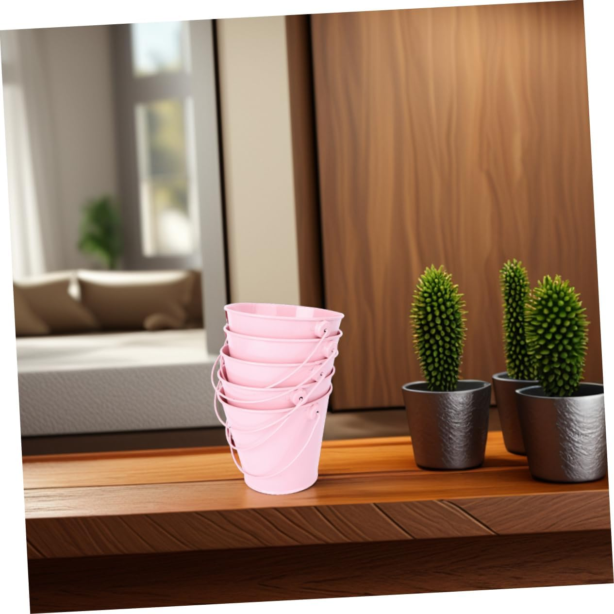 YARNOW 10Pcs Mini Pink Metal Buckets for Gardening and Crafts, Small Galvanized Flower Pots with Handles, Classroom Supplies and Party Favor Containers for Kids