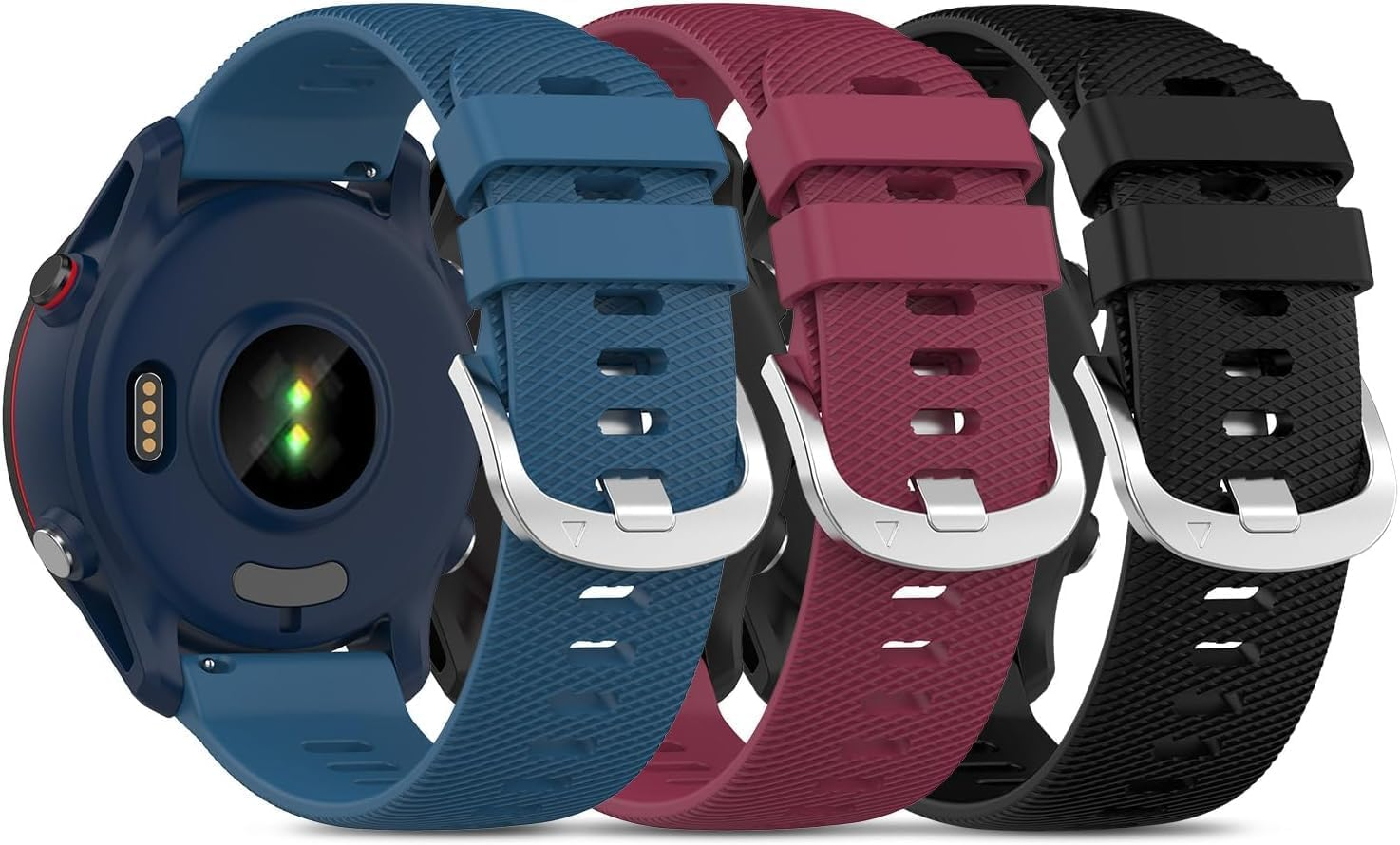 Fleshy Leaf Bands Watch Band (3 Pack) for Garmin Venu 2 Plus/Venu Sq/Vivomove 3S/Vivoactive 4S/Forerunner 245/245 Music/645/645 Music, 20Mm Silicone Cross Grain Sport Watch Bands Quick Release Straps for Garmin