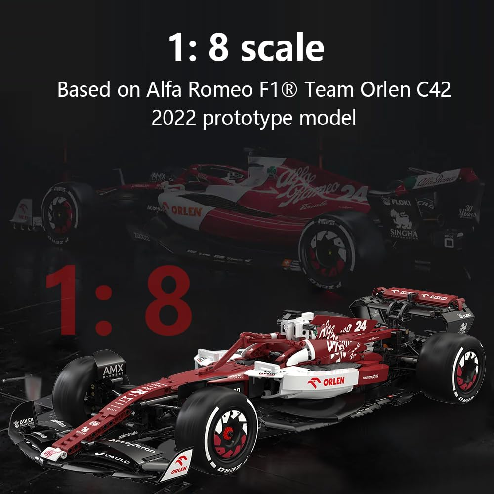Cada Alfa Romeo F1 ORLEN C42 Car 1:8 Brick Model 1868Pcs C64005W Racing Building Block Set, 1:8 Official Scale, Stimulating Build for Adults and Kids image number 4