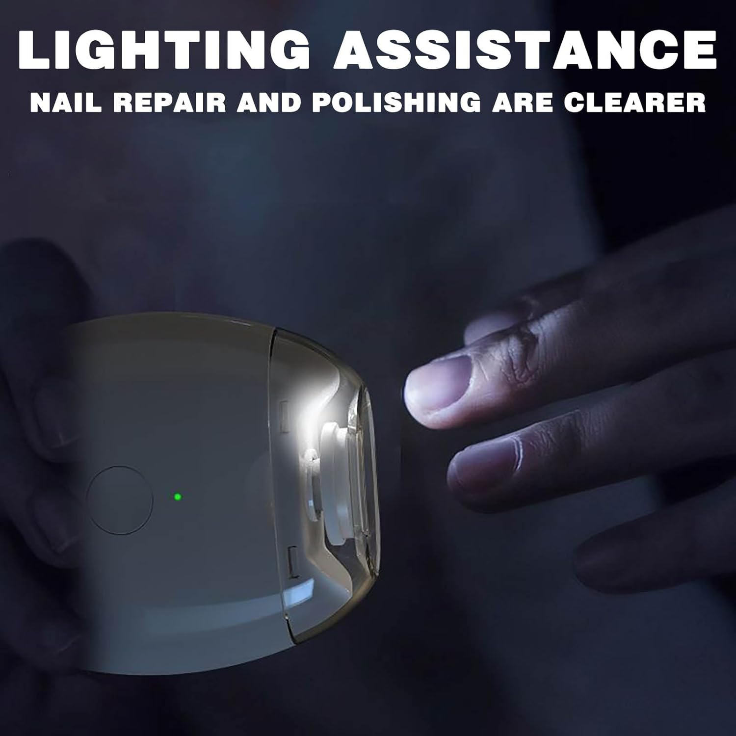 Smart Fingernail Grinder Pro, Universal Automatic Fingernail Grinder, Super Quiet Smart Nail Trimmer with LED Light & 3 Speed Settings, for Baby, Kids, Adults, Seniors (2PCS) - 2Pcs image number 3