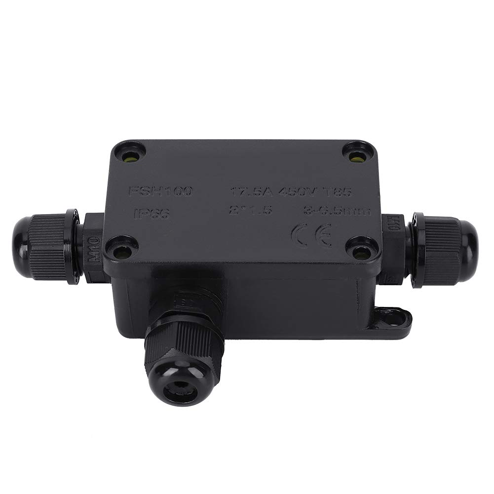 Waterproof Terminal Junction Box Black PC Mini 1 in 2 Out for Outdoors, Junction Box IP66, Adapter Cable 3-6.5Mm image number 3