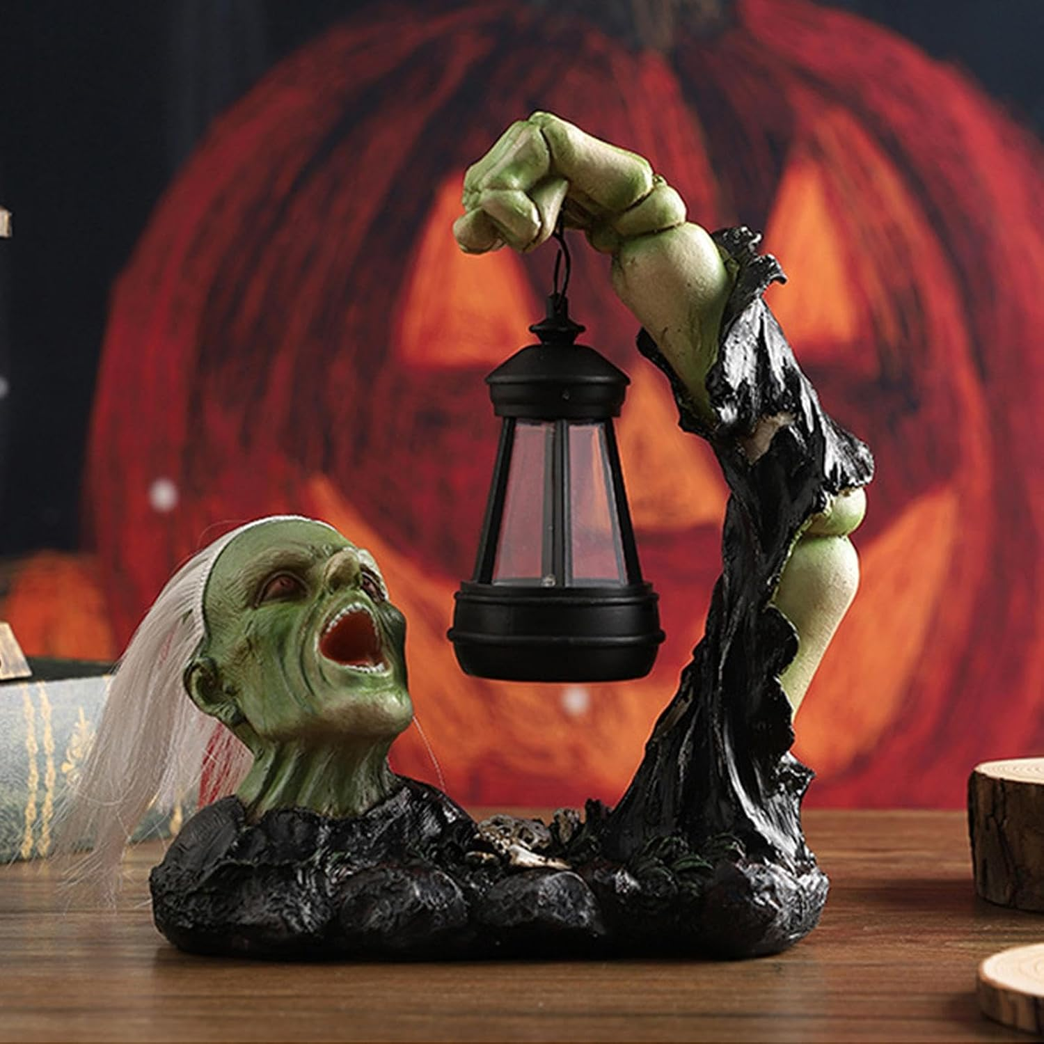 Skeleton Night Light | Skull Night Light Ornament | Resin Desk Table Lamp Spooky Decorative Lighting for Halloween Women Bedroom Living Room Party D&eacute;cor image number 1