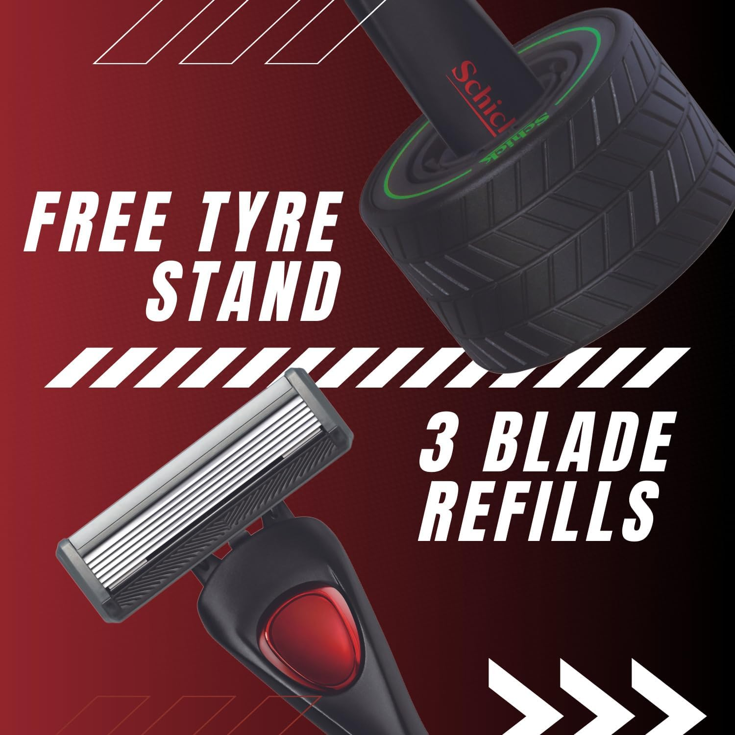 Schick Mens - Schick 6 Razor Kit for Men | 1 Handle with 3 Refills + Free Tyre Stand | 6 Diamond Coated Blades | Ideal for Sensitive Skin | Close and Comfortable Shave image number 4