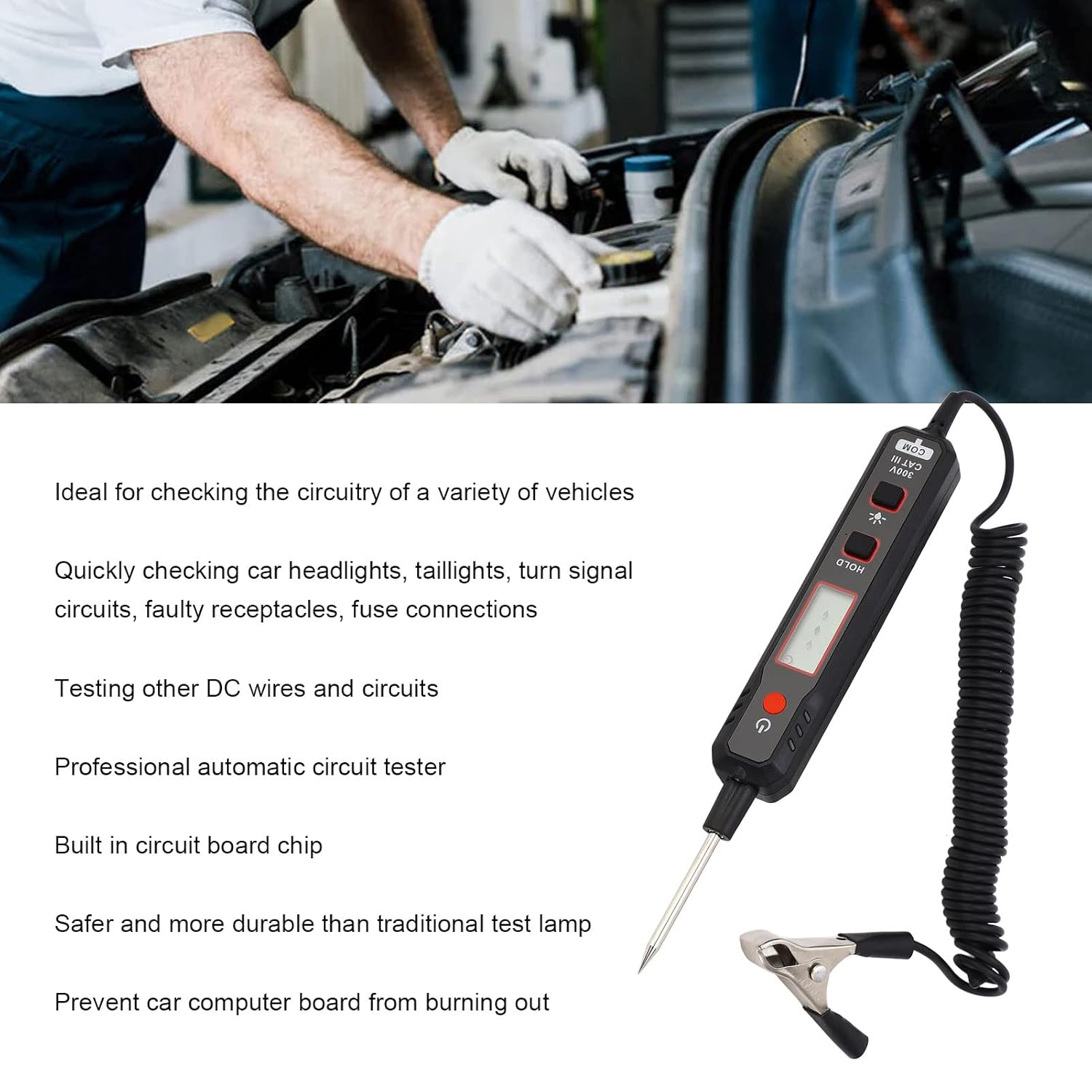 ANKROYU HT86A Automotive Test Light, Abs Heavy Duty Light Tester, DC Digital Circuit Tester Heavy, Duty Auto Bidirectional Voltage Test Pen for Circuit Test image number 1