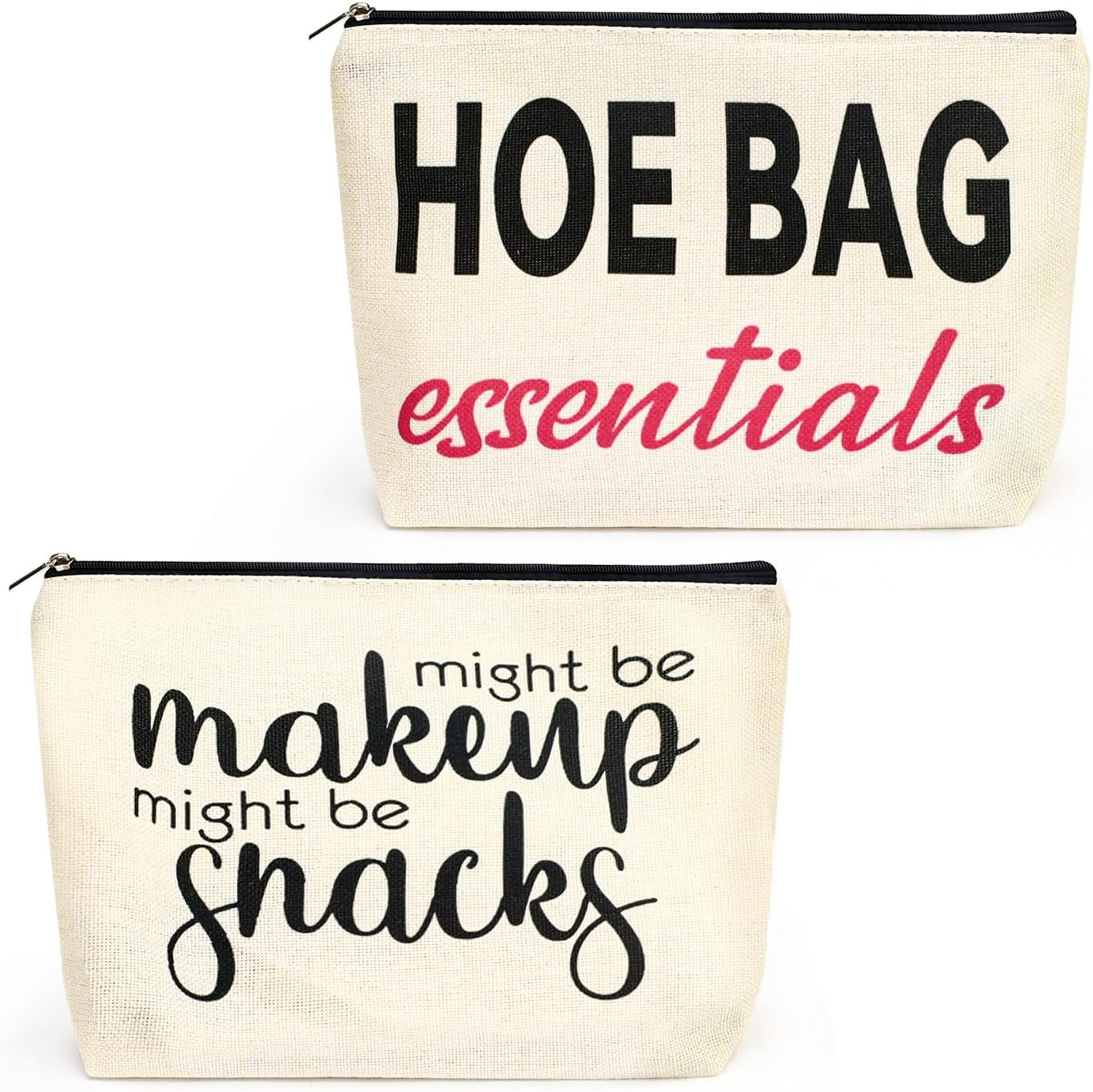 2PCS Funny Makeup Bag, Cute Zipper Pouch, Funny Makeup Bags for Women, Cosmetic Pouch, Cosmetic Bags for Women, White, Modern image number 4