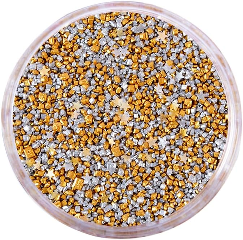 Sprinks Gold Rush Glitz Sprinkles - Edible Cake Sprinkles | Gold Cake Sprinkles | Cupcake Sprinkles | Christmas Sprinkles | Edible Gold Cake Decorations | Star Sprinkles | Sparkling Cake Decor | 500G