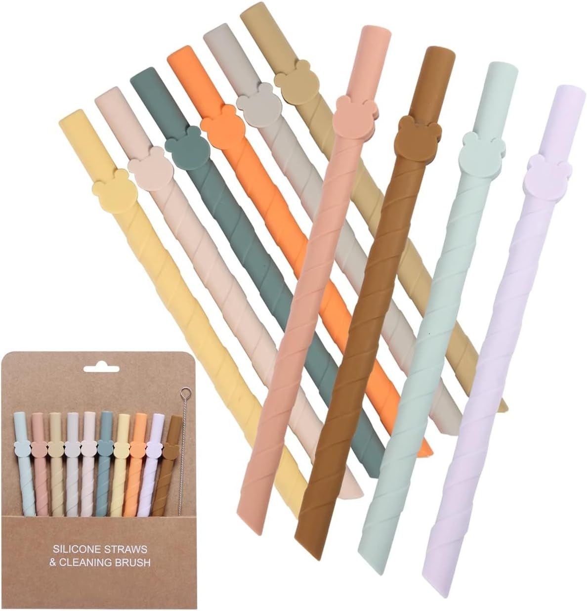Reusable Silicone Straws for Kids and Adults,Dishwasher Safe,Bpa Free,10 PCS, Food Grade Straws for Smoothies, Shakes, Drinks,Foldable for Home and Travel Use (Multicolor-Straight, 5.5 Inch)