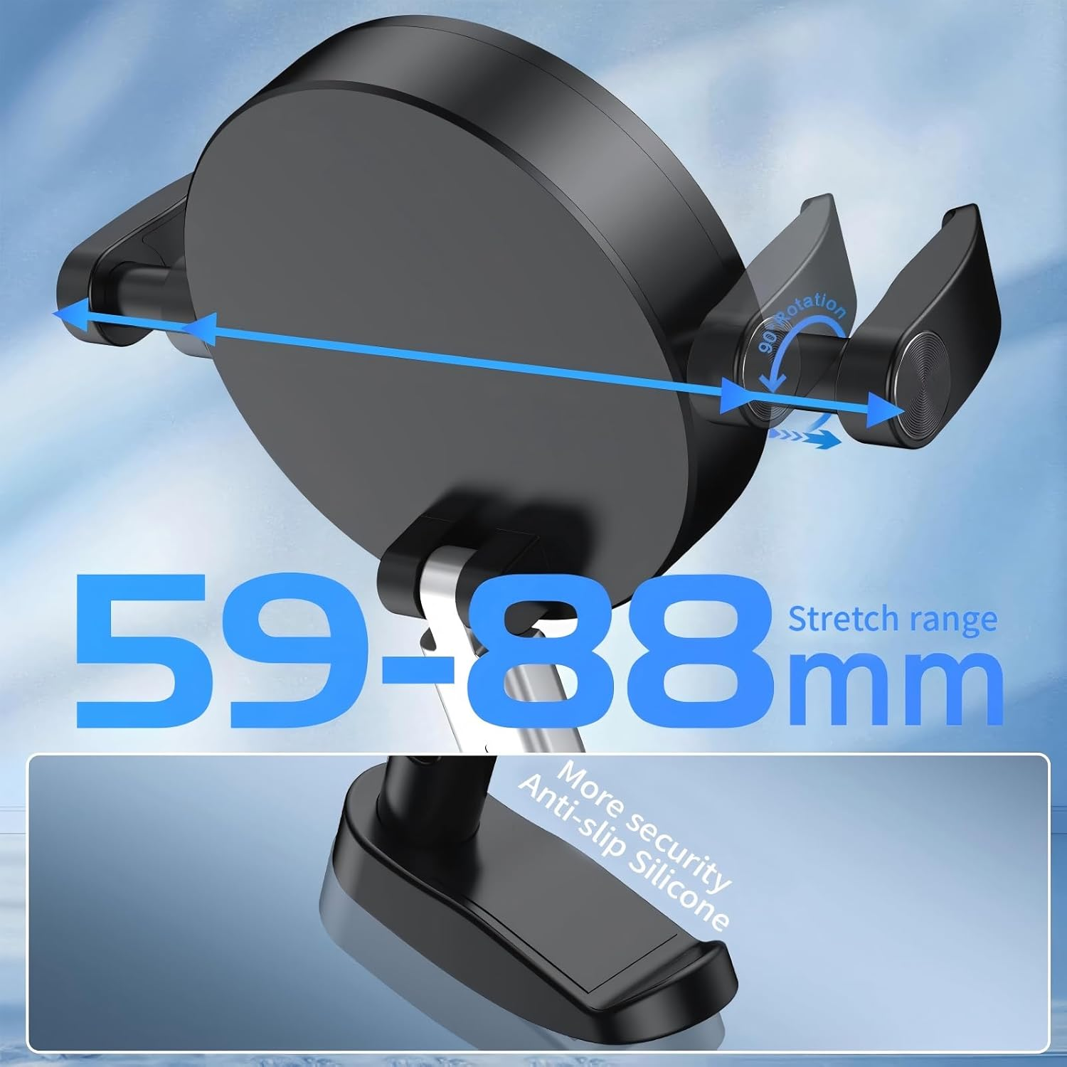 Car Phone Holder, Vacuum Magnetic Suction Phone Mount with Clamp, Magnetic Adjustable Holder, 360&deg; Rotatable Mobile Phones Holders for Dashboard, Magnetic Mount for Iphone All Smartphones, Black image number 6
