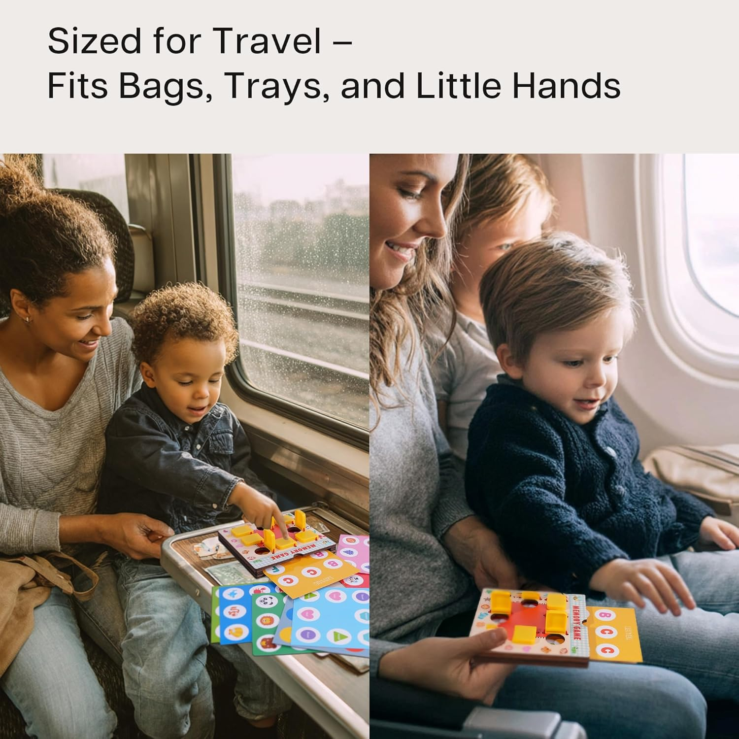 TINYLENS Kids Memory Game, Toddler Travel Toy with 10 Double-Sided Cards, Flip Board for Ages 3-6, Travel Memory Game for Airplane & Road Trip